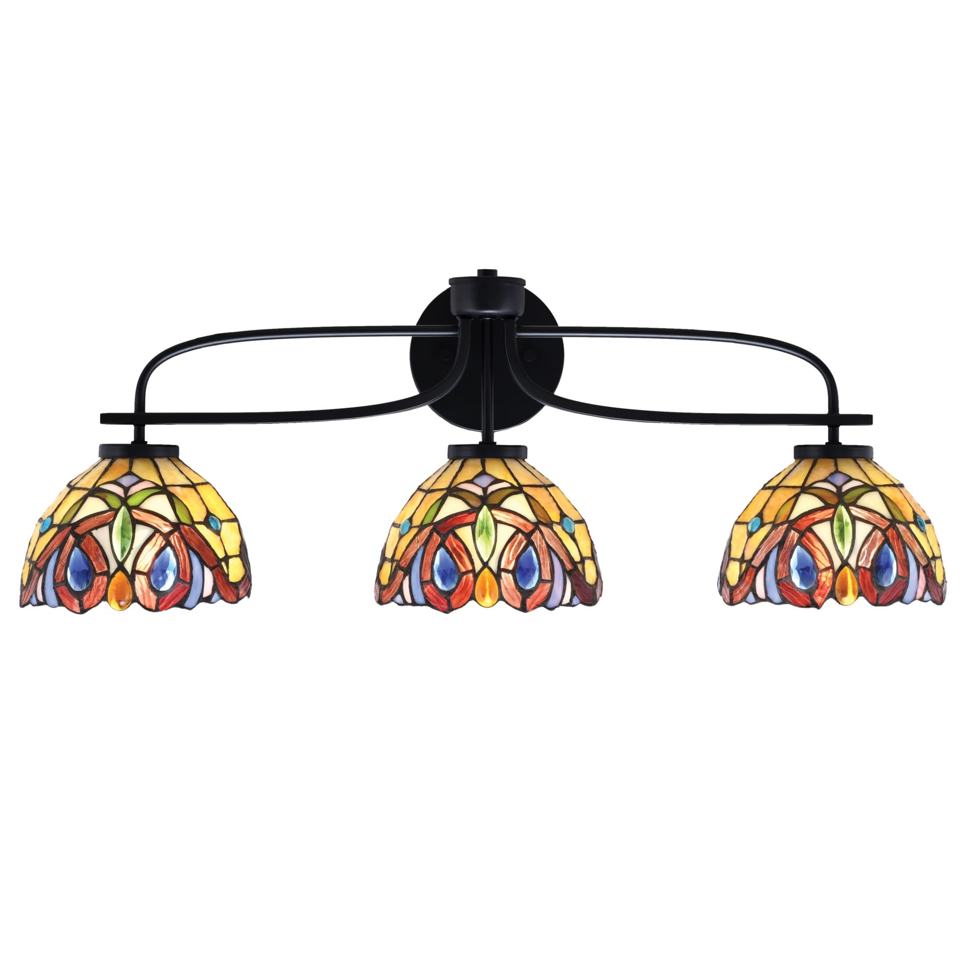 Cavella 3 Light Bath Bar Shown In Matte Black Finish With 7" Lynx Art Glass