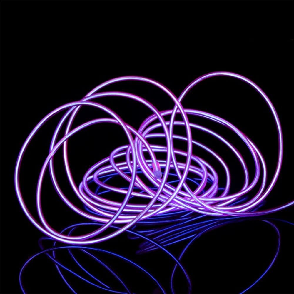 Jiguoor El Wire Battery Pack 16.4Ft / 5M Bright Neon Light Strip 360° Illumination Neon Tube Rope Lights For Diy, Festival, Party Decoration, Pub, Halloween, Chrismas (16.4Ft / 5M, Purple)