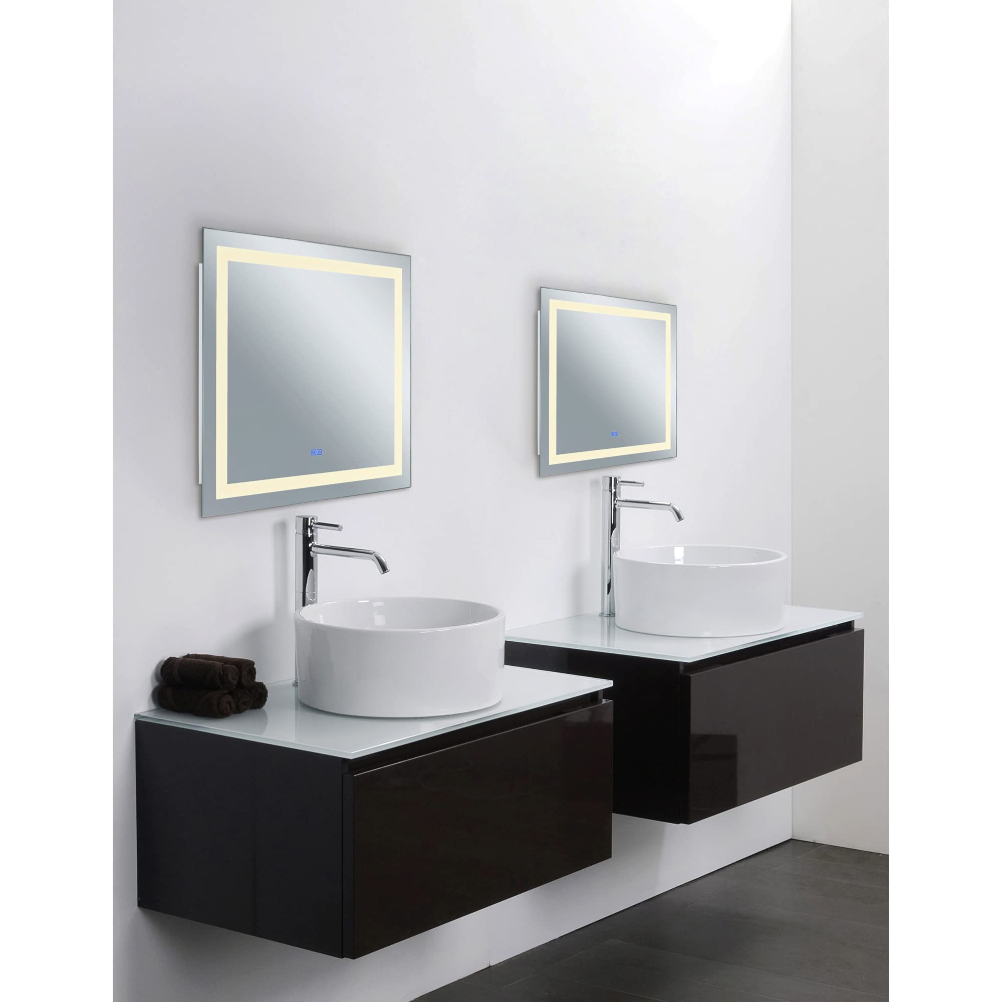 Cwi Lighting Abril 36" Square Led Mirror - Contemporary Metal Design In Matte White