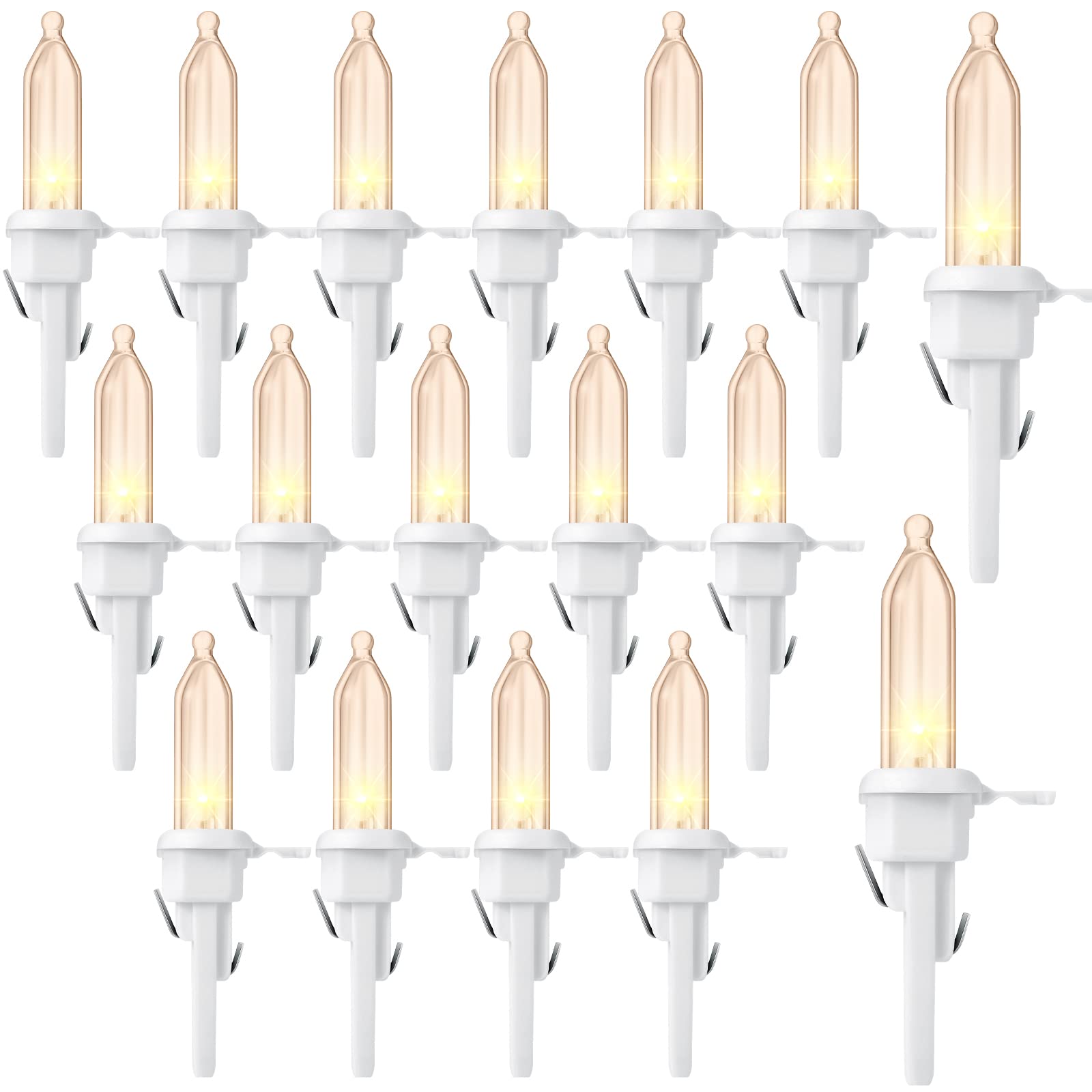 Honoson 60 LED Replacement Christmas Bulbs, Waterproof Indoor/Outdoor Lights, White Base with Warm Bulb