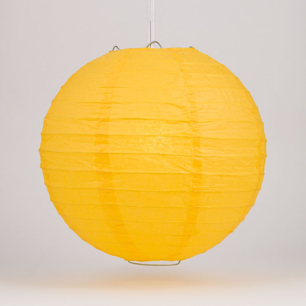 Luna Bazaar Enhanced Decorative Paper Lantern - (Single  10-Inch  Sunflower Yellow  Even Ribbing) Round Paper Lantern - Ideal Wedding and Party Decor or Home Accent  Lighting Optional