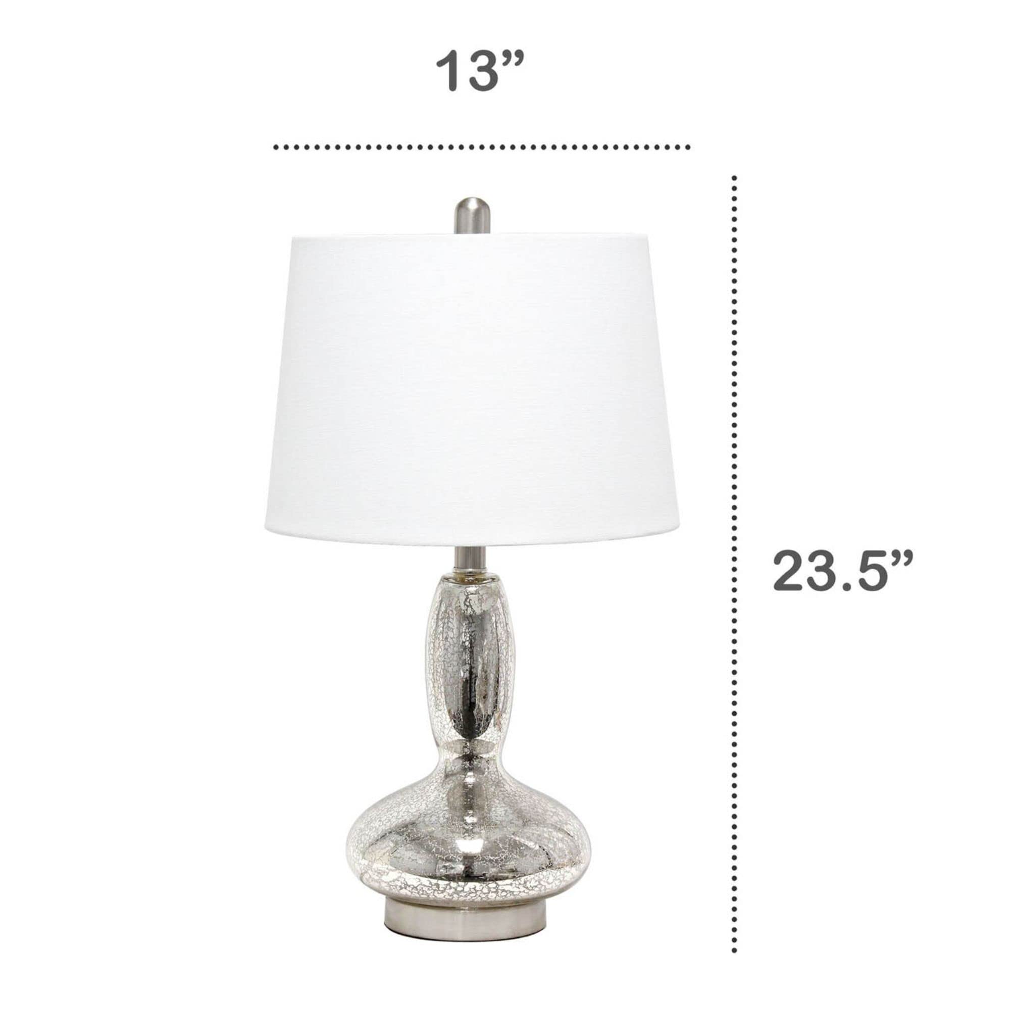 Lalia Home Contemporary Glass Dollop Table Lamp With White Fabric Shade - Mercury