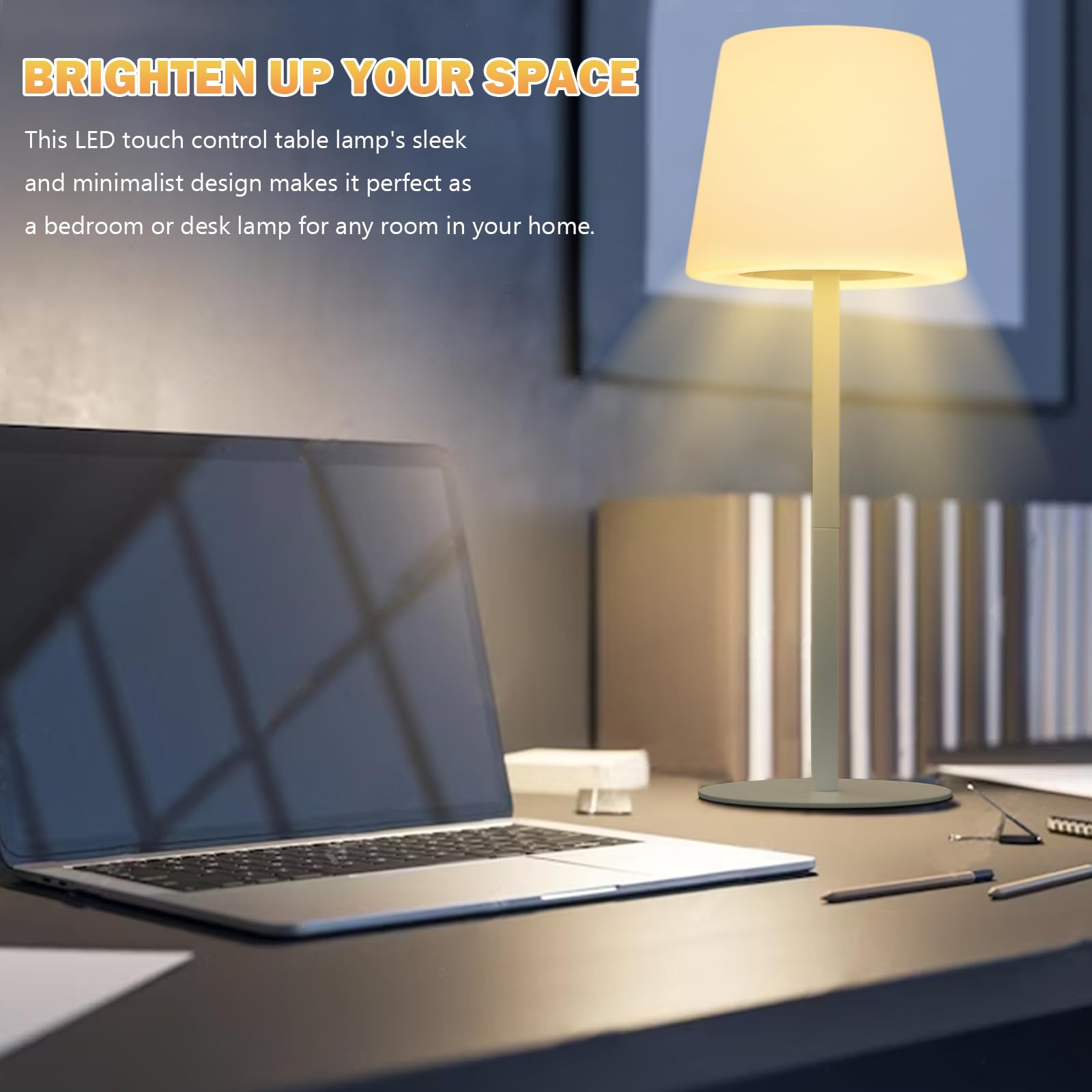 Wonder Solar Outdoor Cordless Lamp 2 Pack, Rechargeable Battery Operated Waterproof Lamp Bedroom Lamps 15.6'', Dimmable Night Li