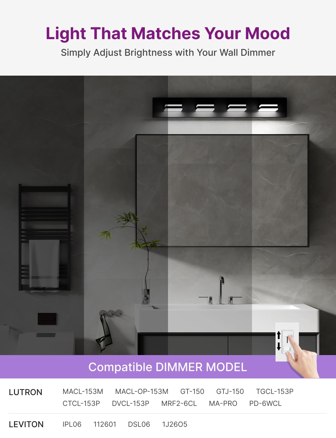 Likelgn 29 Vanity Light Over Mirror  4-Light Modern Bathroom Light Fixture With Rotatable Heads  5000K Daylight
