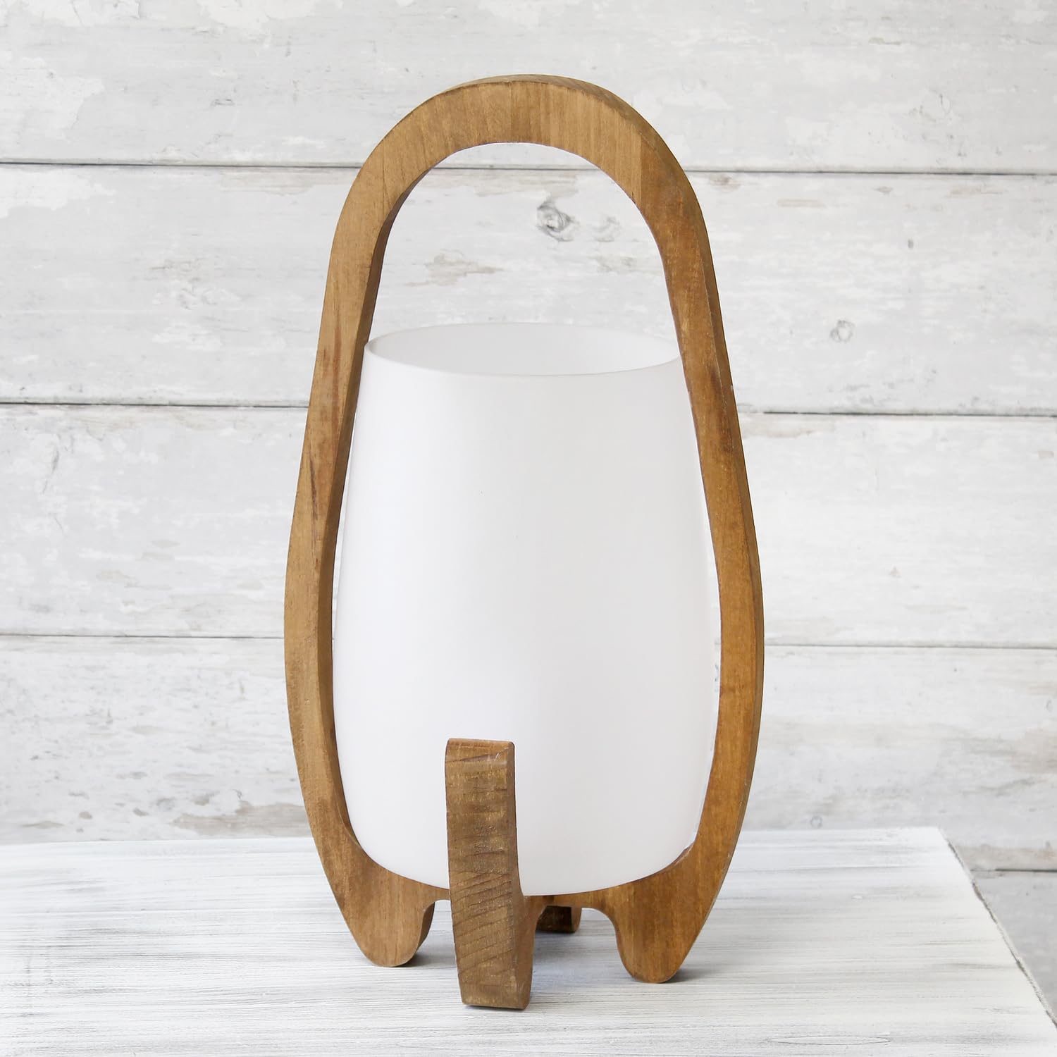 Elegant Designs LT1096-NAT Table Desk Lamp, 15in Wood Frame, Frosted Glass Shade, Natural Finish, Ideal for Bedroom, Living Room, Office