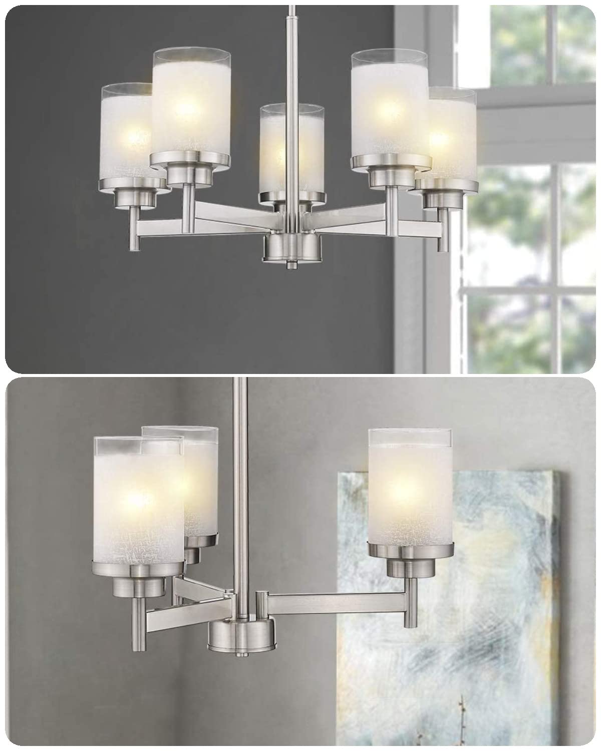 Sewterolyn 3-Pack White Linen Frosted Glass Lamp Shades, 1.65 Inch Fitter for Chandeliers & Sconces, Model SEGLASS004-3