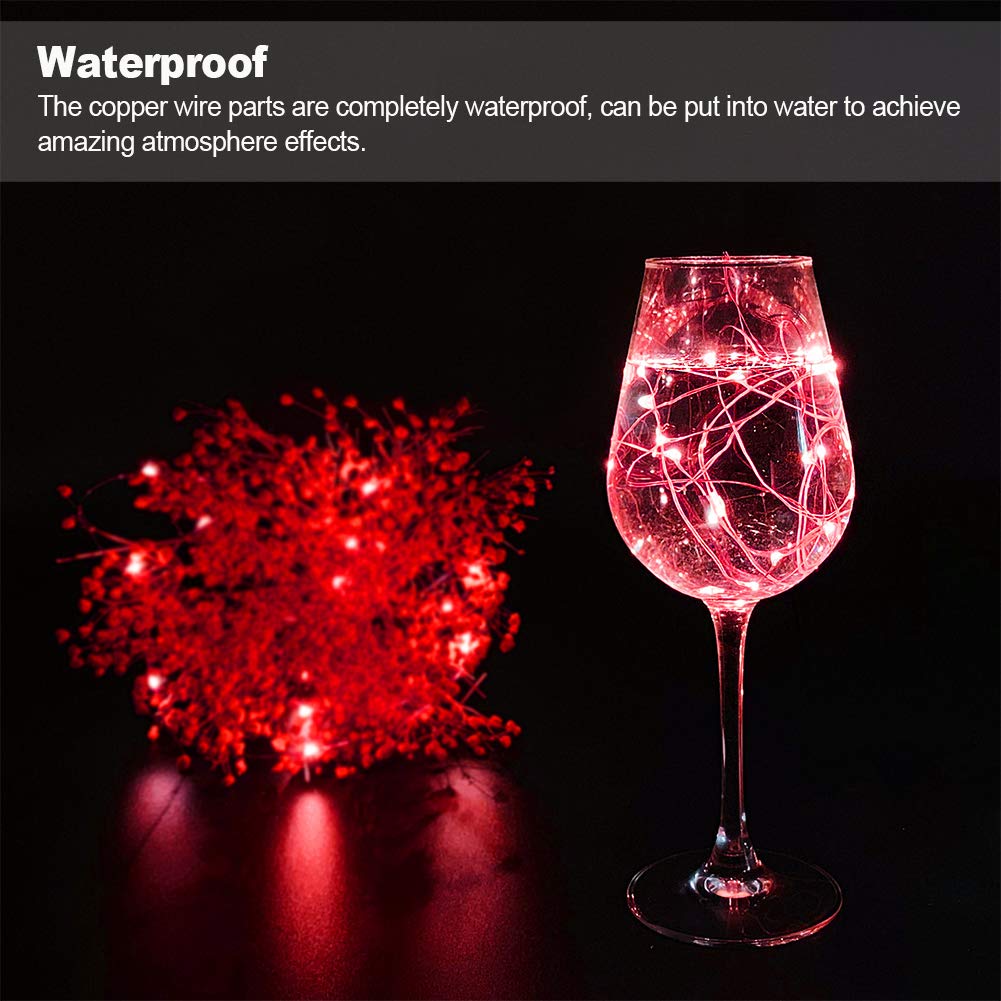 Mumuxi 16 Pack 10 Ft Fairy Lights Battery Operated, 30 Led Mini String Lights Waterproof Copper Wire Firefly Starry Leds For Diy Wedding Party Mason Jars Christmas Decorations, Red