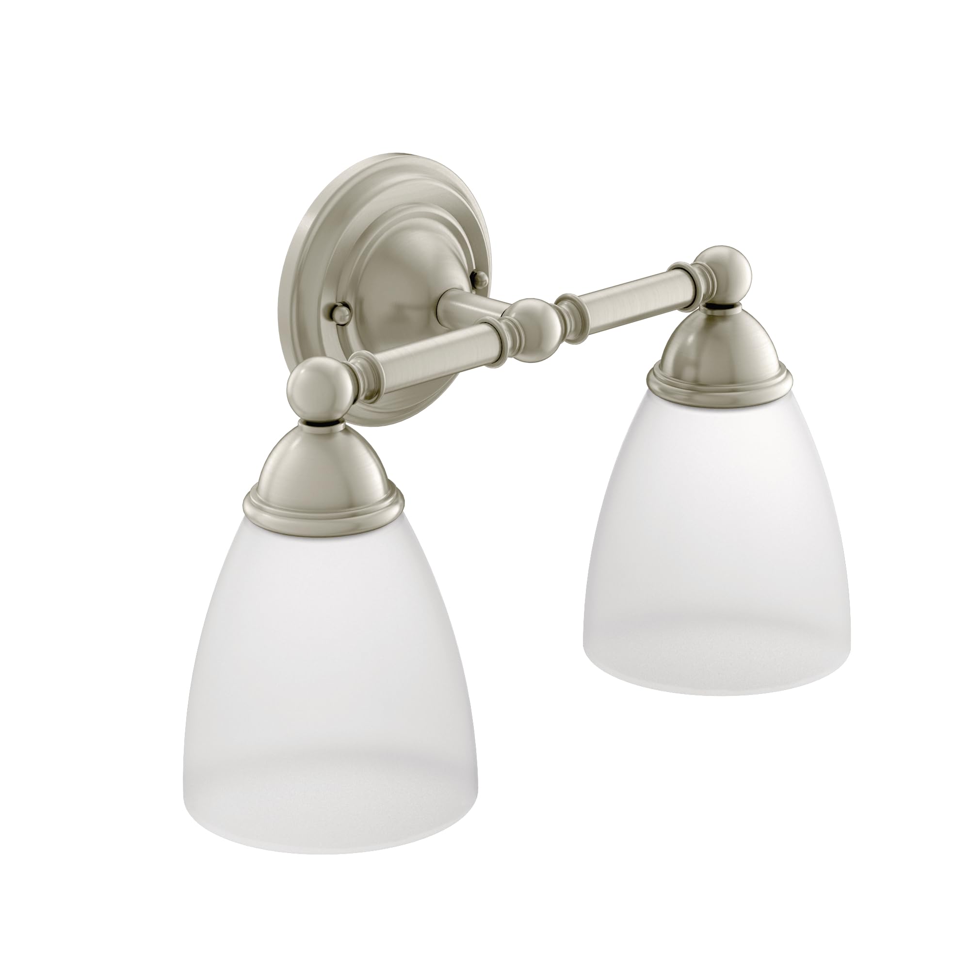 Moen Brantford 2-Light Bath Vanity Fixture, Frosted Glass, Brushed Nickel, 9.60X10.00