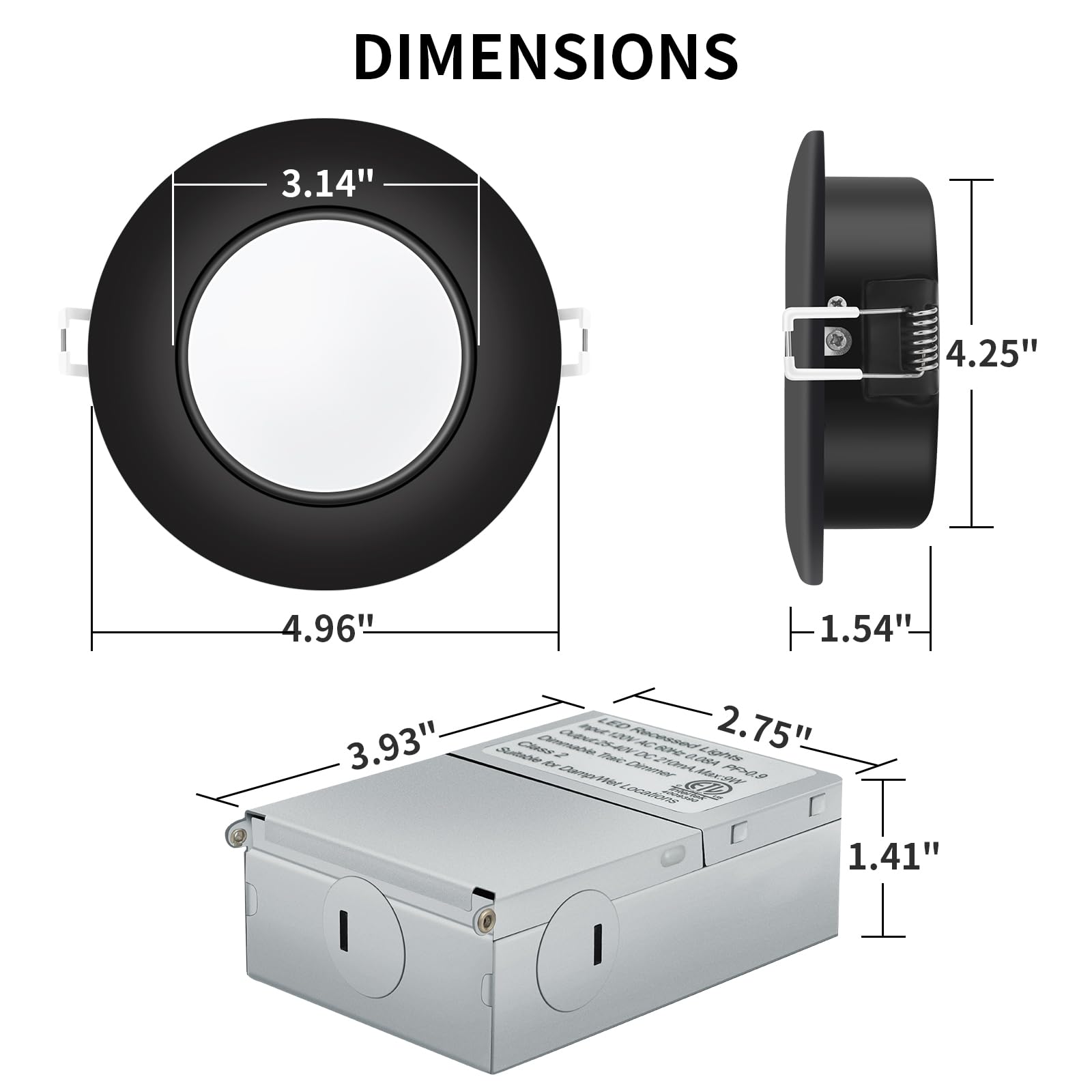 Knlnny Ware Black Recessed Lighting 4 Inch 6 Pack,Ajustable Eyeball Gimbal Light,Led Recessed Lighting 4 Inch Ceiling Light With