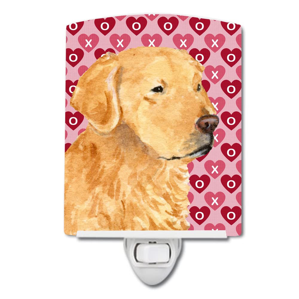 Carolines Treasures Ceramic Night Light, Golden Retriever Hearts, UL-Certified, 6x4x3in, Multicolor, Model SS4476CNL