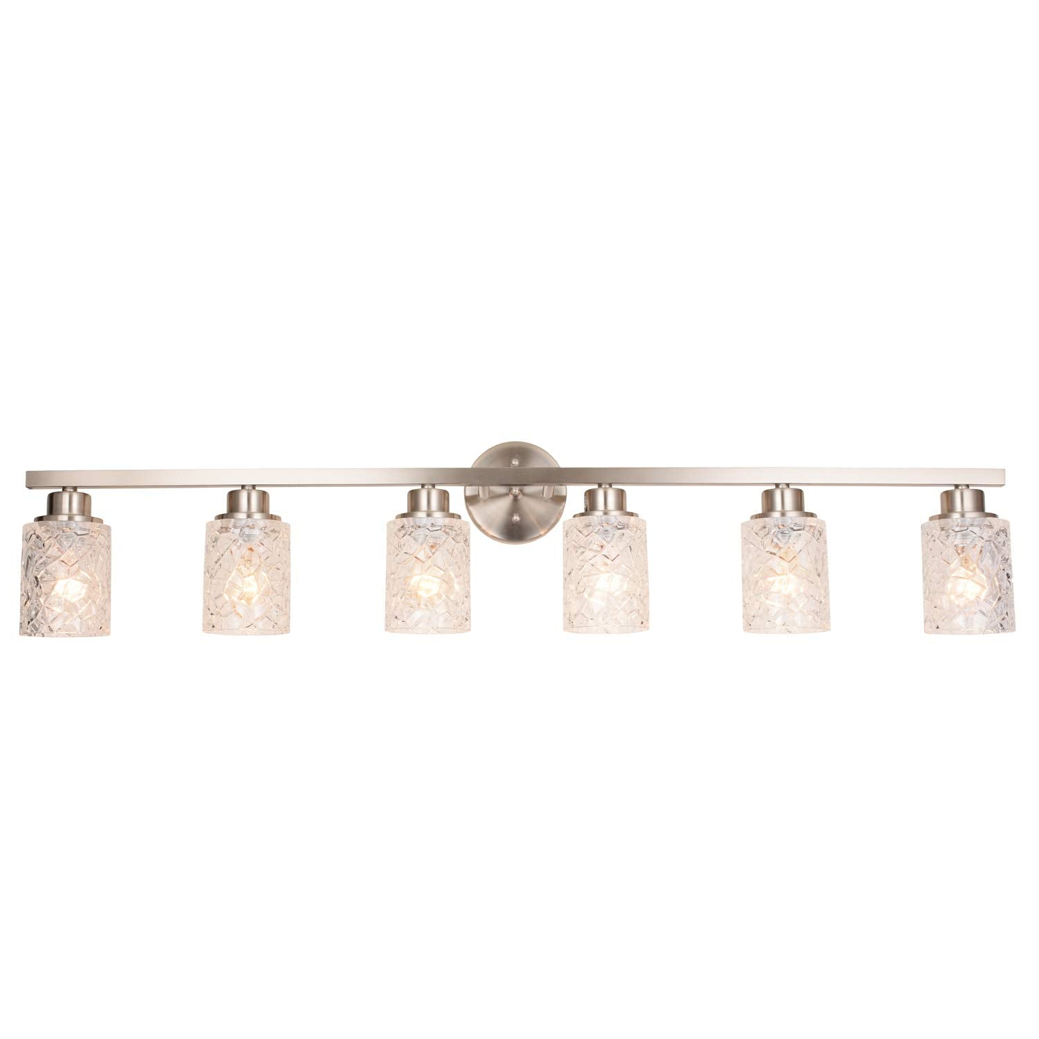 ALICE HOUSE 6 Light Vanity Lights, Brushed Nickel Finish, Model AL9082-W6, Bathroom Wall Lighting Over Mirror