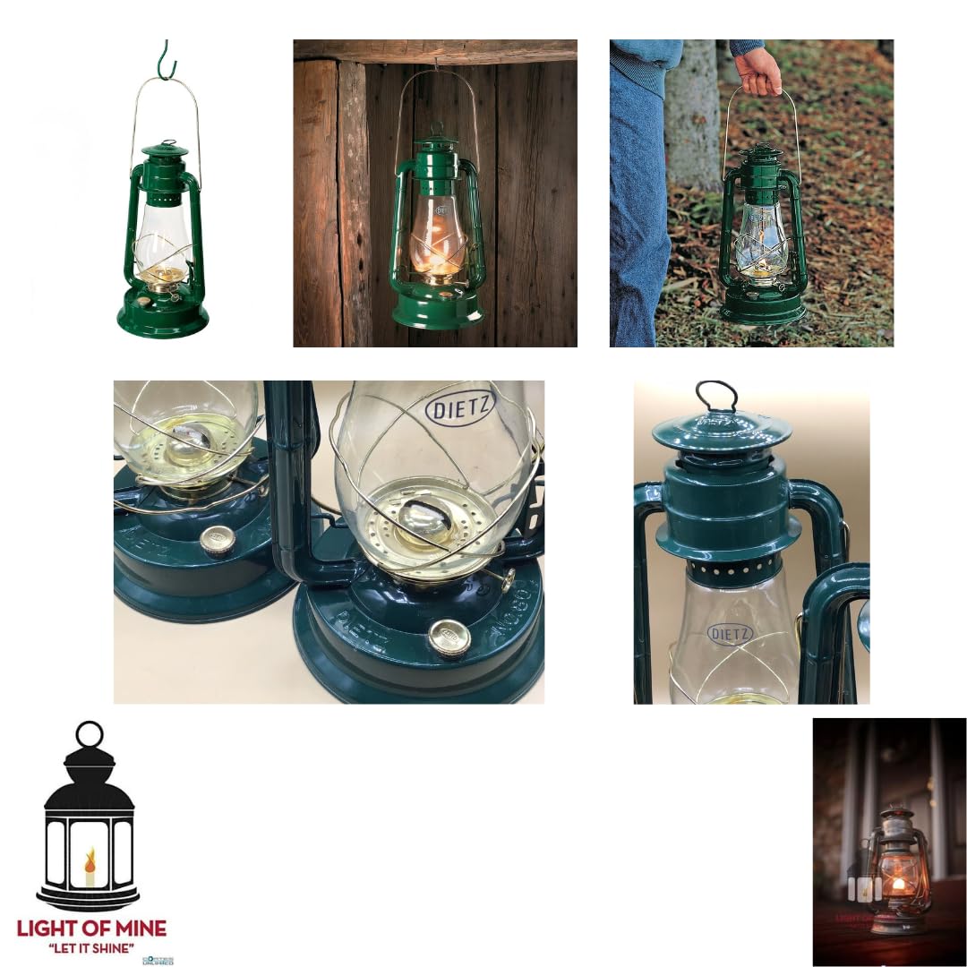 Light of Mine - Dietz #80 Blizzard Oil Lantern with 7/8 Replacement Wick Strips (Red with Electric Conversion Kit)