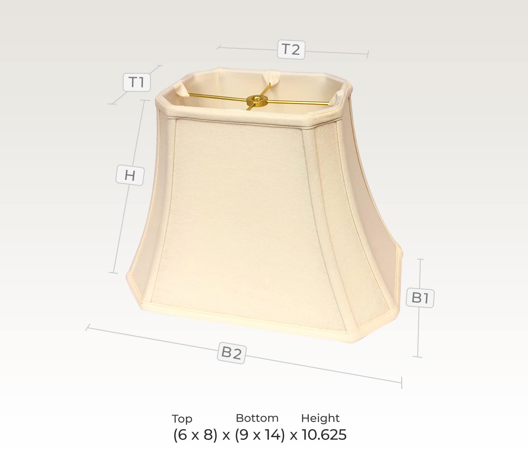 Royal Designs, Inc. Rectangle Cut Corner Lamp Shade, Linen Eggshell, 8 x 14 x 10.5, Model BSO-710-14LNEG
