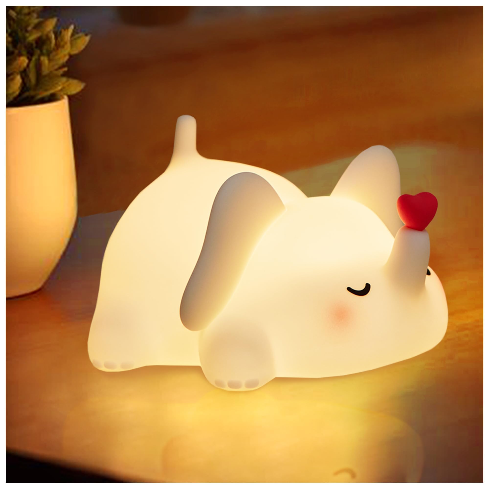 mydtiz Silicone Elephant Night Light for Kids Room Dimmable Rechargeable Nursery Animal Nightlight Gifts for Women Girls Boys Ro