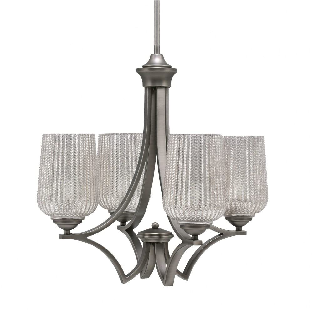 Toltec Lighting 564-Gp-4253 Zilo - 4 Light Uplight Chandelier-19.75 Inches Tall And 20.25 Inches Wide, Finish Color: Graphite, Glass Color: Silver Textured