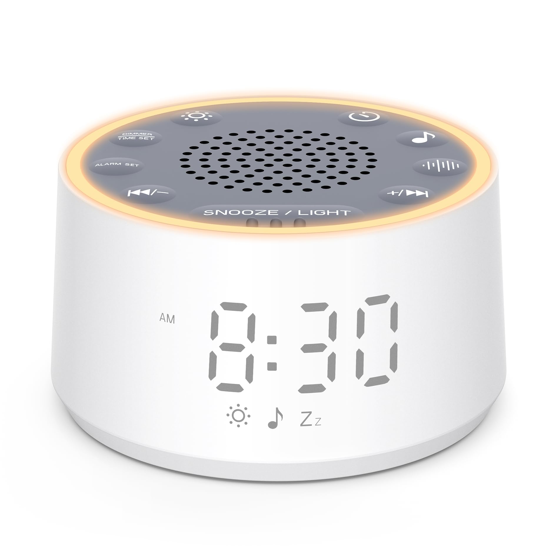 Dreamegg Sound Machine With Nursery Lamp - Sound Machine Baby  Soothing Sounds  Timer  Memory Function  10 Colour Night Light  White Noise Machine Alarm Clock For Newborn Baby Registry Gift  White