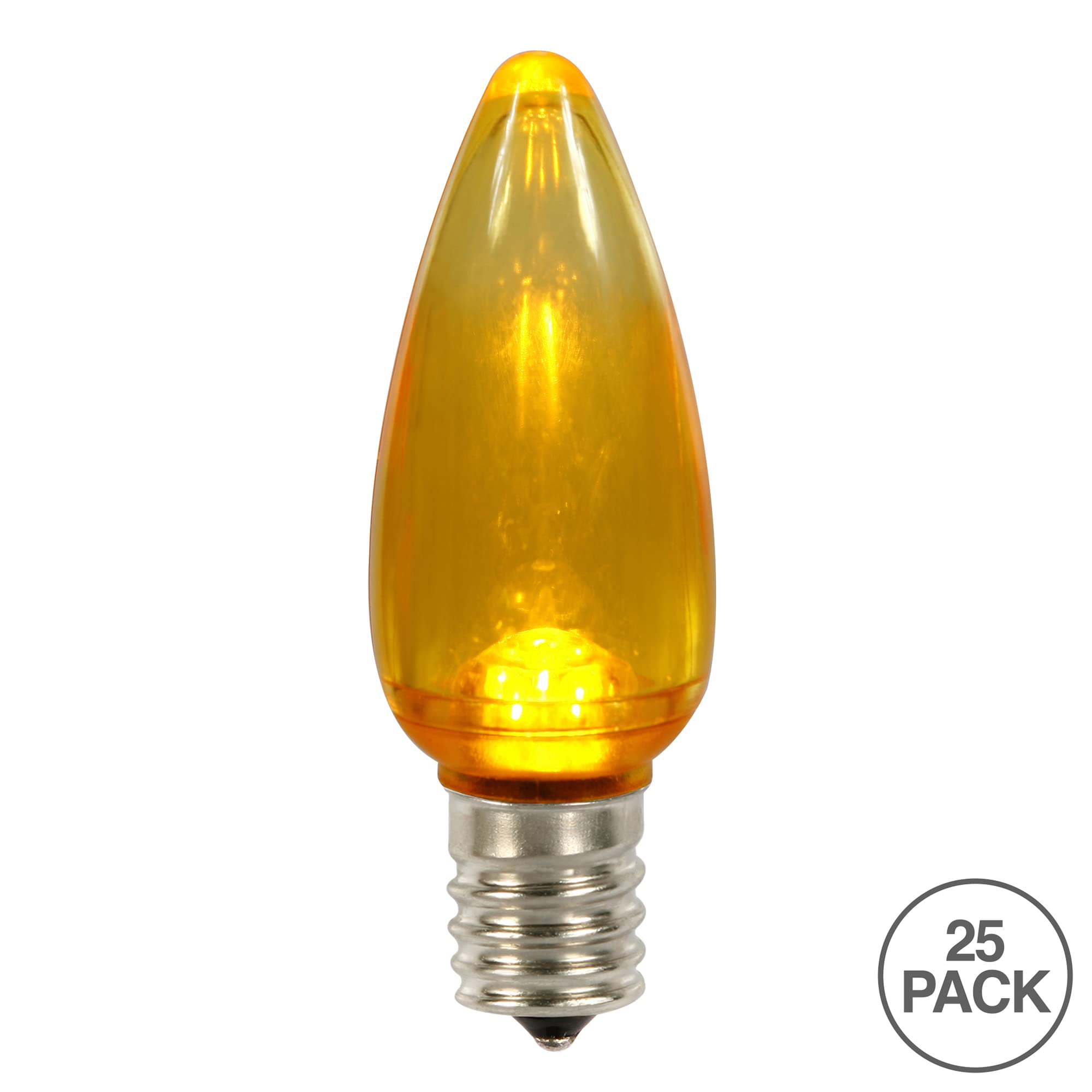 Vickerman C9 Transparent Plastic Led Yellow Dimmable Bulb, E17 Nickel Base, 3 Diodes, .90Watts, 120Volts, .9 Lumens, 25 Per Case