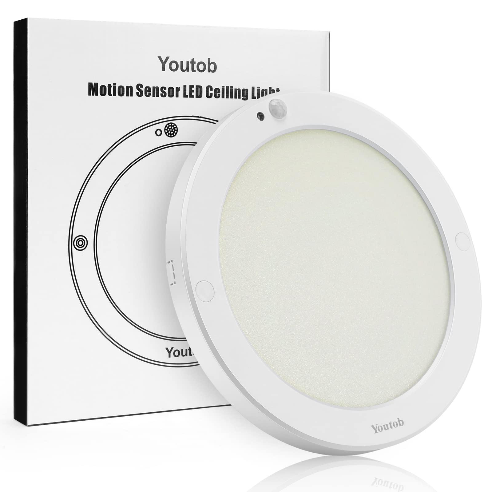 Youtob Motion Sensor Led Ceiling Light 15W 1300Lm Flush Mount Ceiling Light, Ceiling Light Fixture For Indoor, Stairs, Closets R