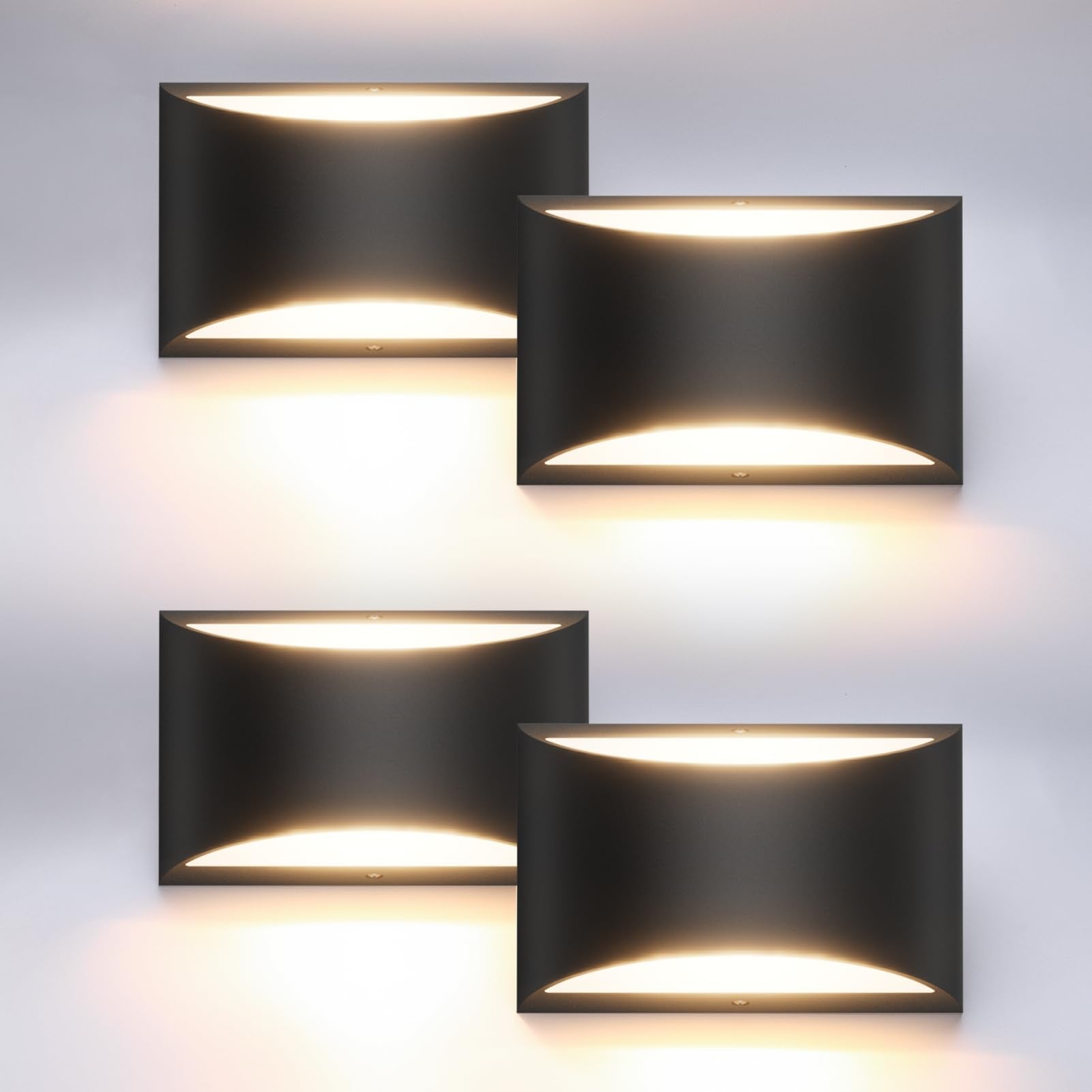 Aipsun LED Wall Sconce 4 Pack Hardwired Indoor Light Warm White 3000K Black Aluminum Model 9206