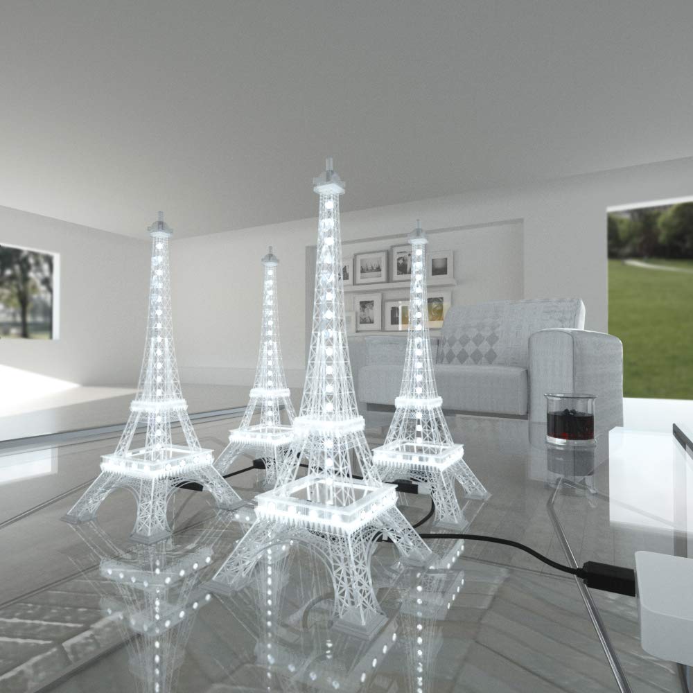 BTF-LIGHTING USB Night Light 48 LED Color Changing Eiffel Tower Mini Lamp 9.8inch Multicolor Model DT01