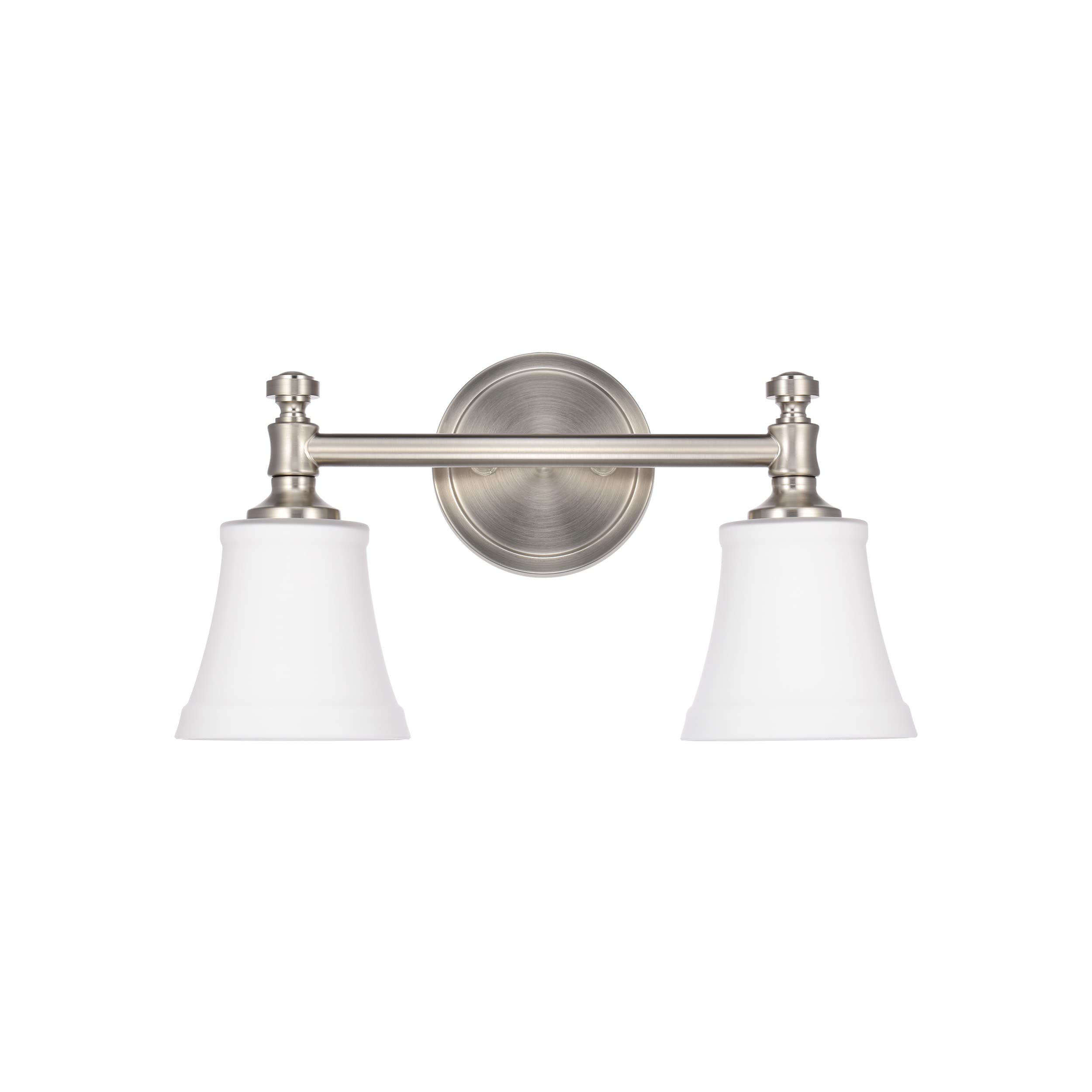 Hanaloa 2-Light Bathroom Vanity Light Fixture, Brushed Nickel Wall Sconce with Opal Glass Shade, Model VA0045-2-BN