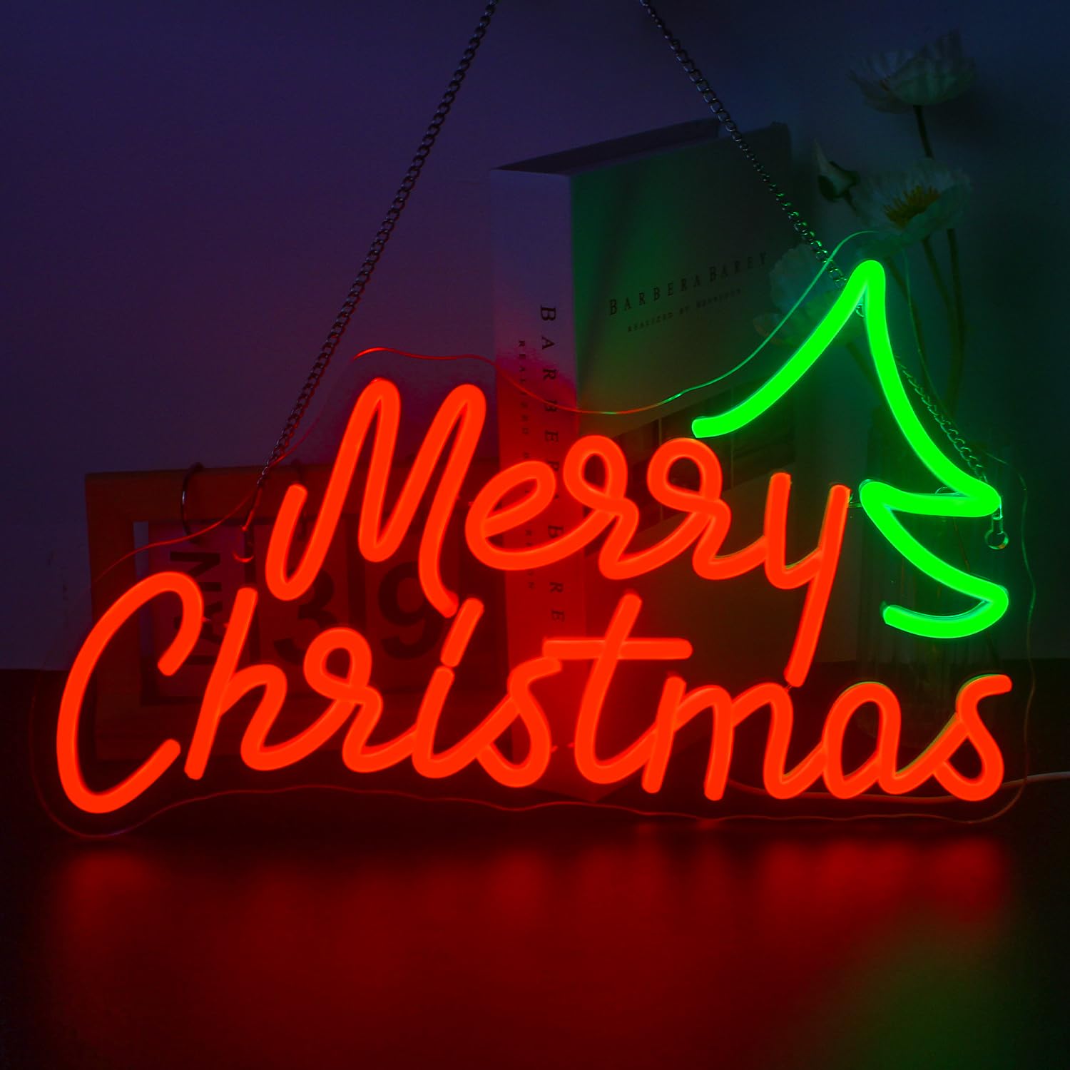 DREAMFORT Neon Sign - Merry Christmas LED Light, Dimmable, USB Powered, Acrylic Decoration for Bedroom, Living Room, Party