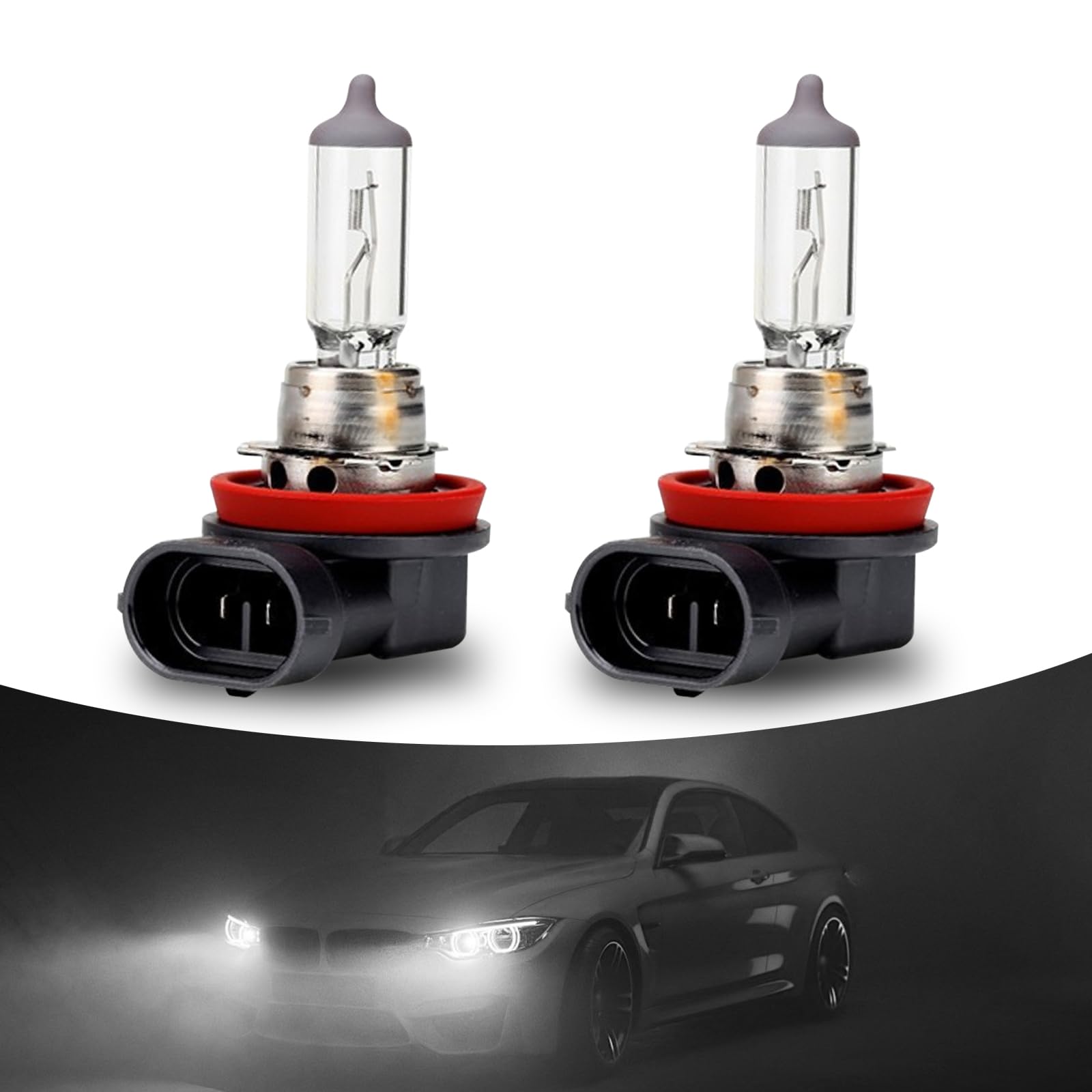 Awlbed 2 Pcs Car Halogen Fog Light Bulb  12V 55W Waterproof Glass Vehicle Spotlights Replacements  Universal Automotive High Beam Lighting Accessories For Truck Suv Car (Warm White Light #H11)
