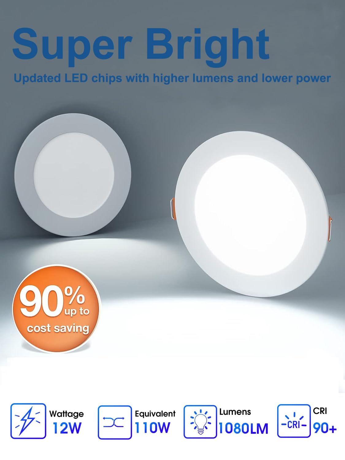 12 Pack 6 Inch Ultra-Thin Led Recessed Ceiling Light With Junction Box, Led Recessed Lighting 6 Inch 12W 110W Eqv, Led Downlights,1050Lm High Brightness Can Lights(6500K-Daylight, 6 Inch-12Pack)