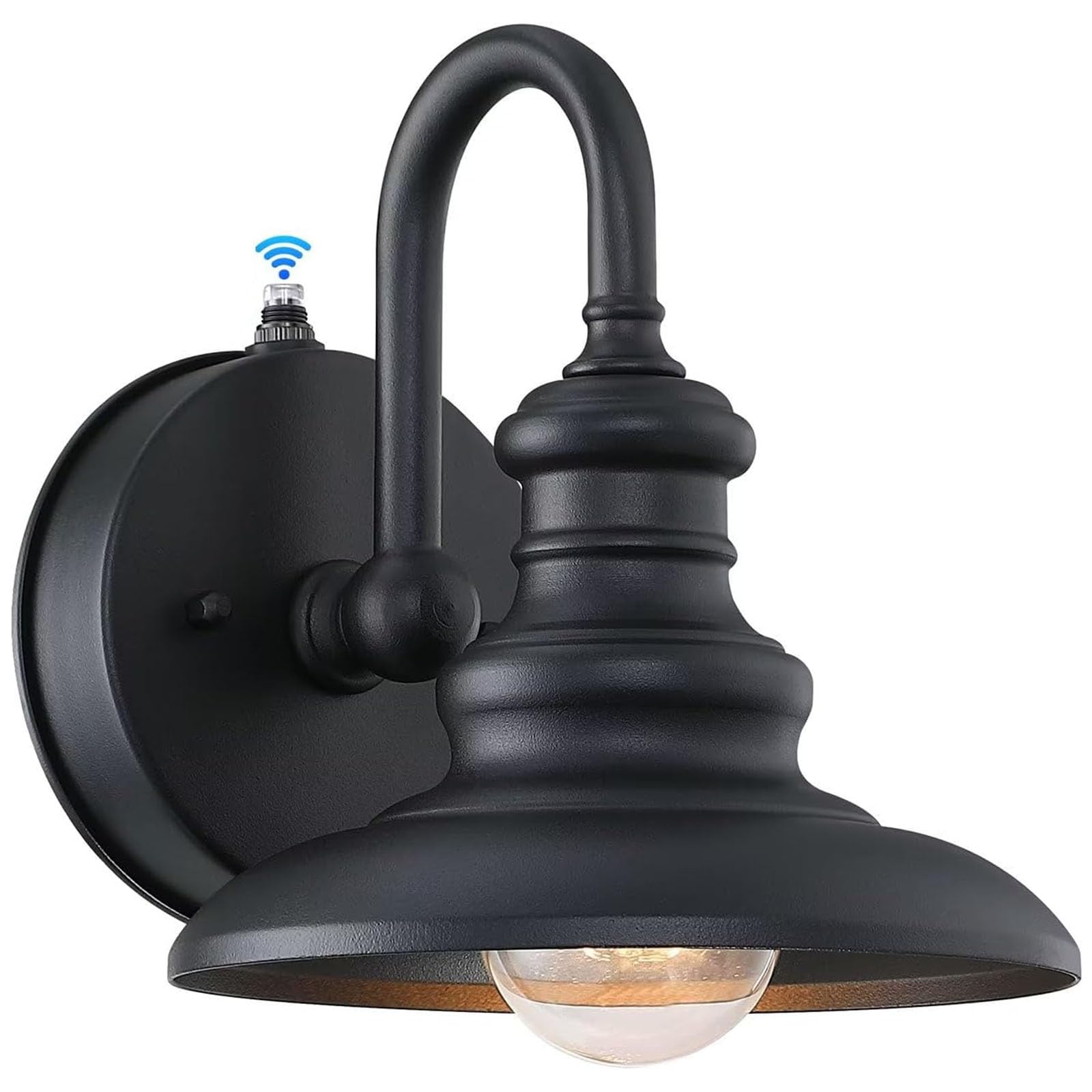 Lonedruid Black Metal Outdoor Wall Sconce With Dusk To Dawn Sensor, Waterproof Gooseneck Barn Light For Porch, Garage, Entryway