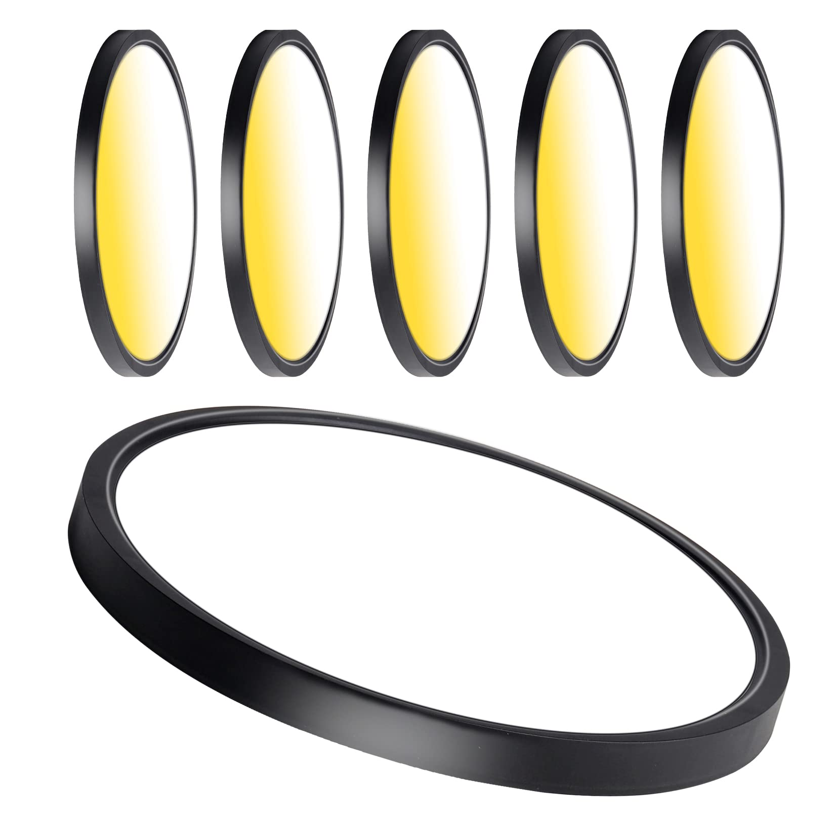 CycevSun 15.8 Inch Black Flush Mount Ceiling Light Dimmable, 6 Pack, 24W, 3 Color Temperature Seletable, ETL