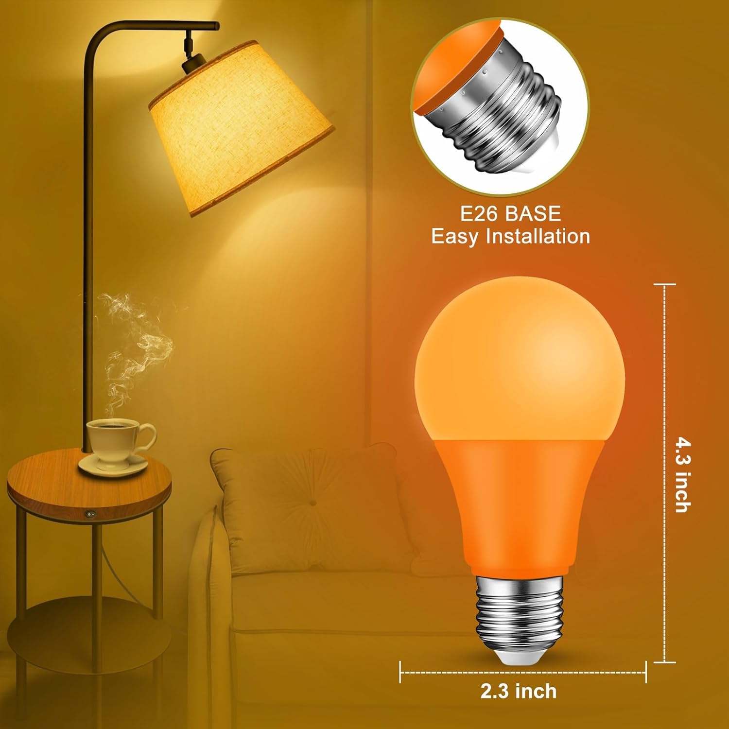 Kqhben Orange Purple Light Bulbs - [ 4 Pack ]- 9W(60W Equivalent) E26 Base Led Halloween Light Bulb For Festivals Party Hallowee