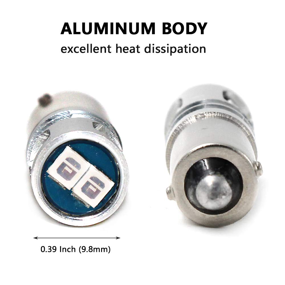 PHINLION BA9S Blue LED Car Light Bulb, 2835 5-SMD, for License Plate, Side Door, Courtesy, Interior Dome, Map Lights