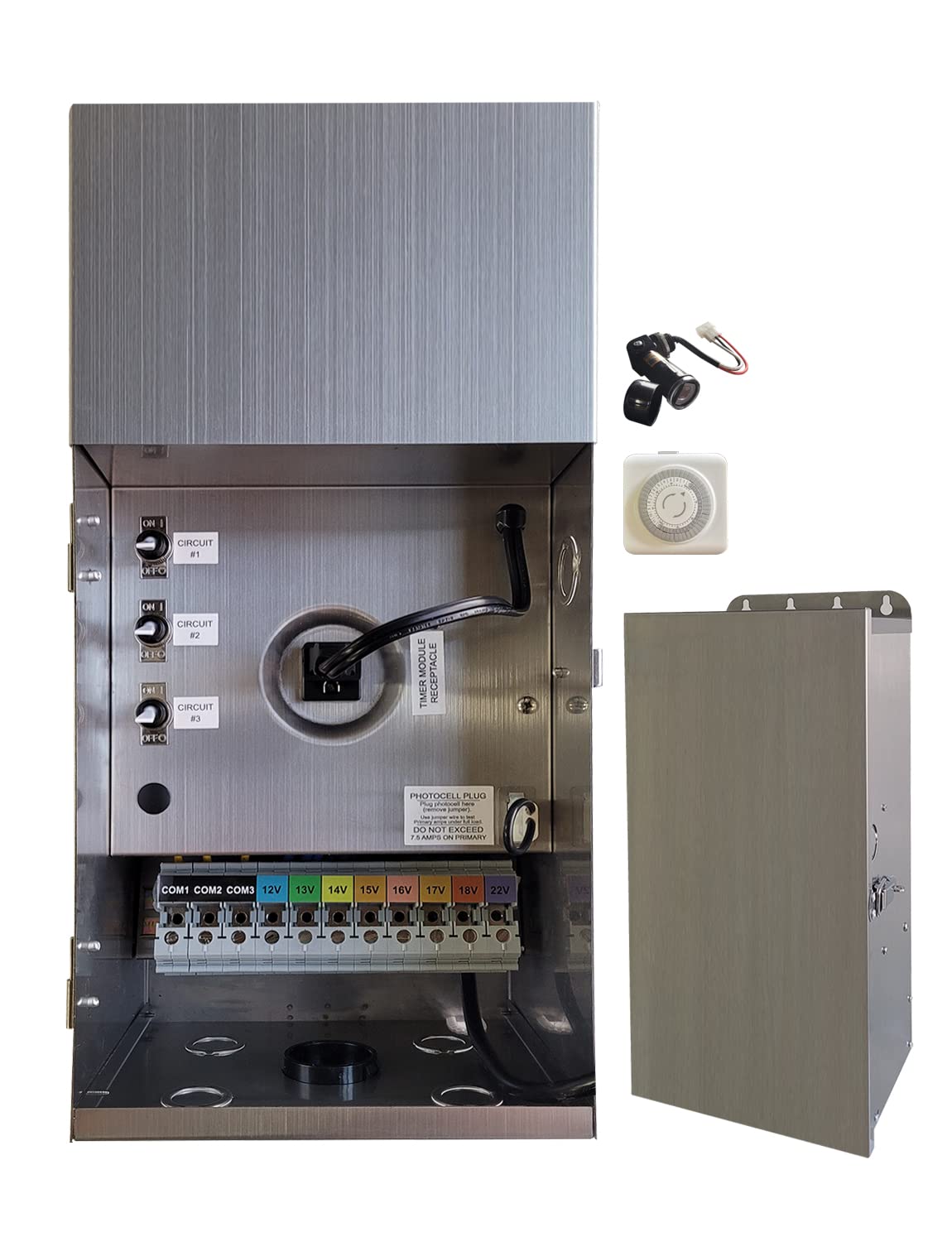 MALORY 900W Low Voltage Transformer with Timer & Photocell for Landscape Lighting,(19''H) 120V AC to 12/13/14/15/16/17/18/22V Mu