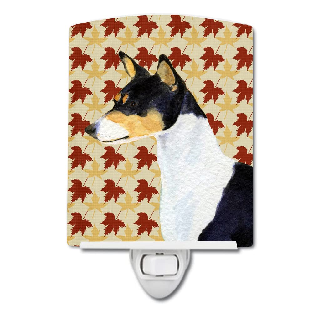 Carolines Treasures Ceramic Night Light, Basenji Fall Leaves, UL-Certified, 6x4x3in, Multicolor, Model SS4342CNL