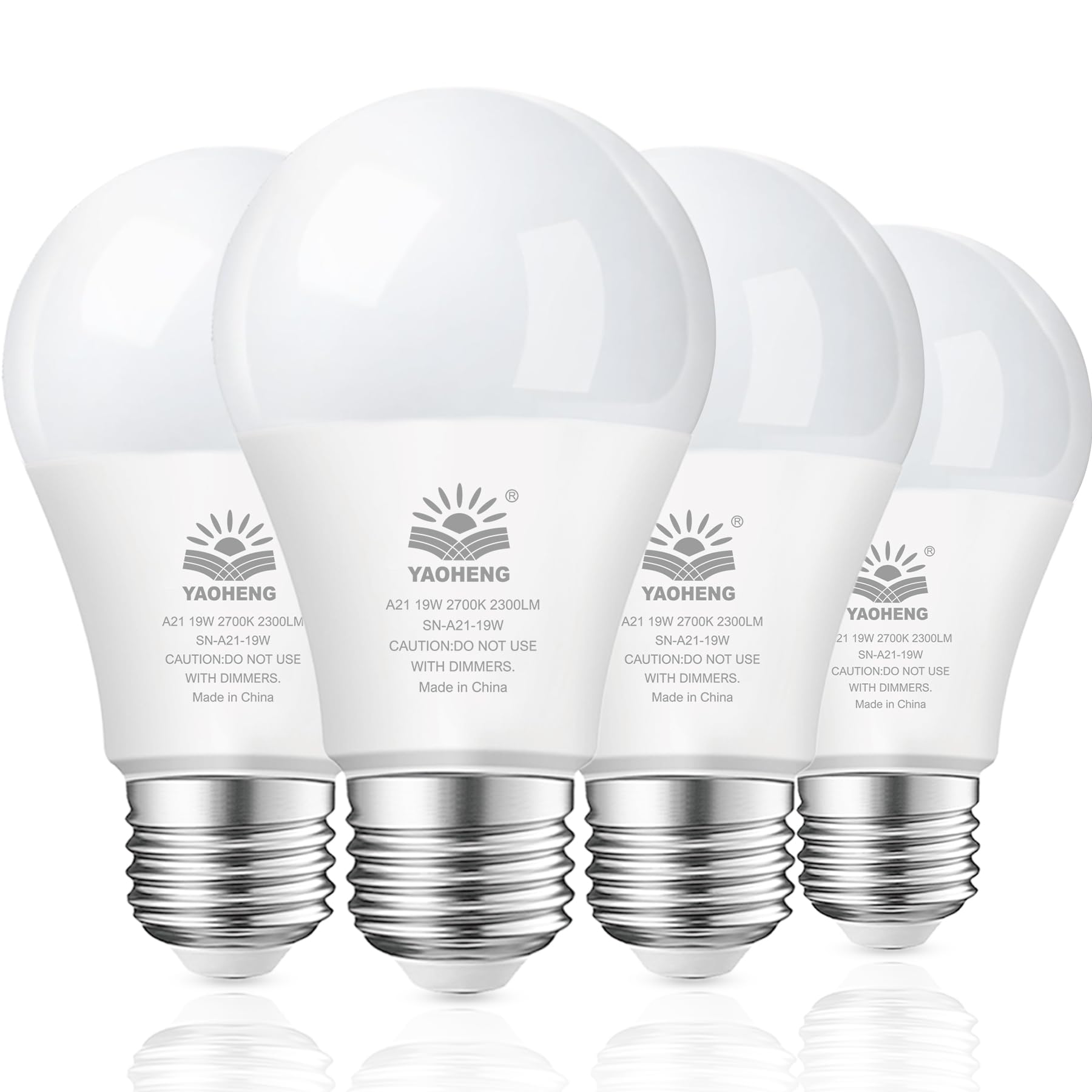 Yaoheng A21 Led Light Bulb, 150 Watt Equivalent Led Bulbs, 19W 2700K Warm White, 2300 Lumens, Non-Dimmable, E26 Super Bright Lig