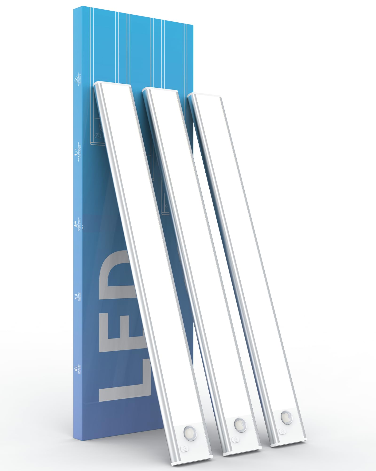 ASOKO Under Cabinet Lights Motion Sensor, 2800mAh Battery Operated Closet Light Rechargeable Under Counter Lights for Kitchen Un