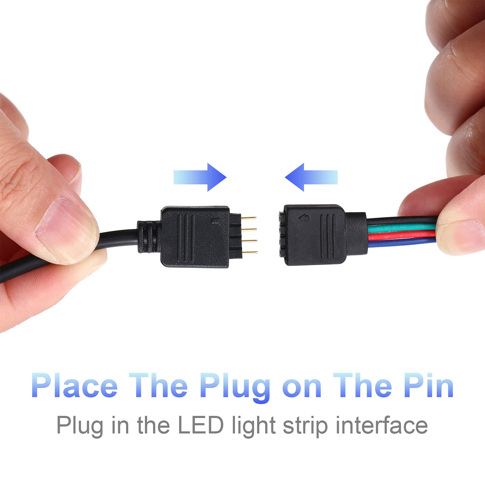 Honoson 6 Pieces 4 Pin Rgb Extension Cable Led Strip Connector Cord Wire Cables Kit With 12 Pieces Pin Connector For 5050 3528 R