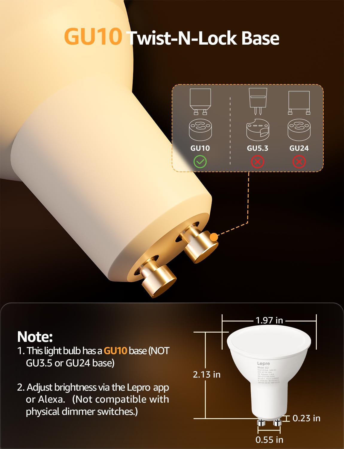 Lepro BG1 Smart Bulb - RGBCW Dimmable LED, Works with Alexa & Google Assistant, Multi-colored, 4 Pack
