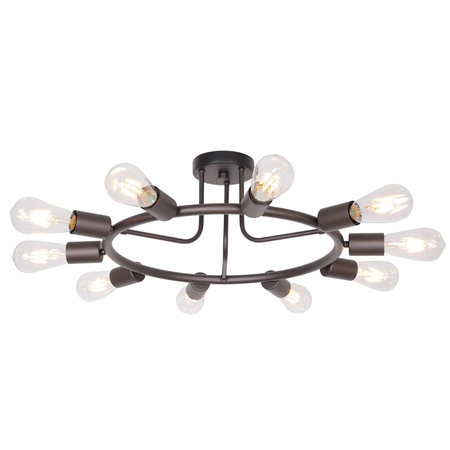 BONLICHT Modern Sputnik Chandelier 10-Light Metal Semi Flush Mount Ceiling Light Fixture Oil-Rubbed Bronze Model 3020-10C-OB