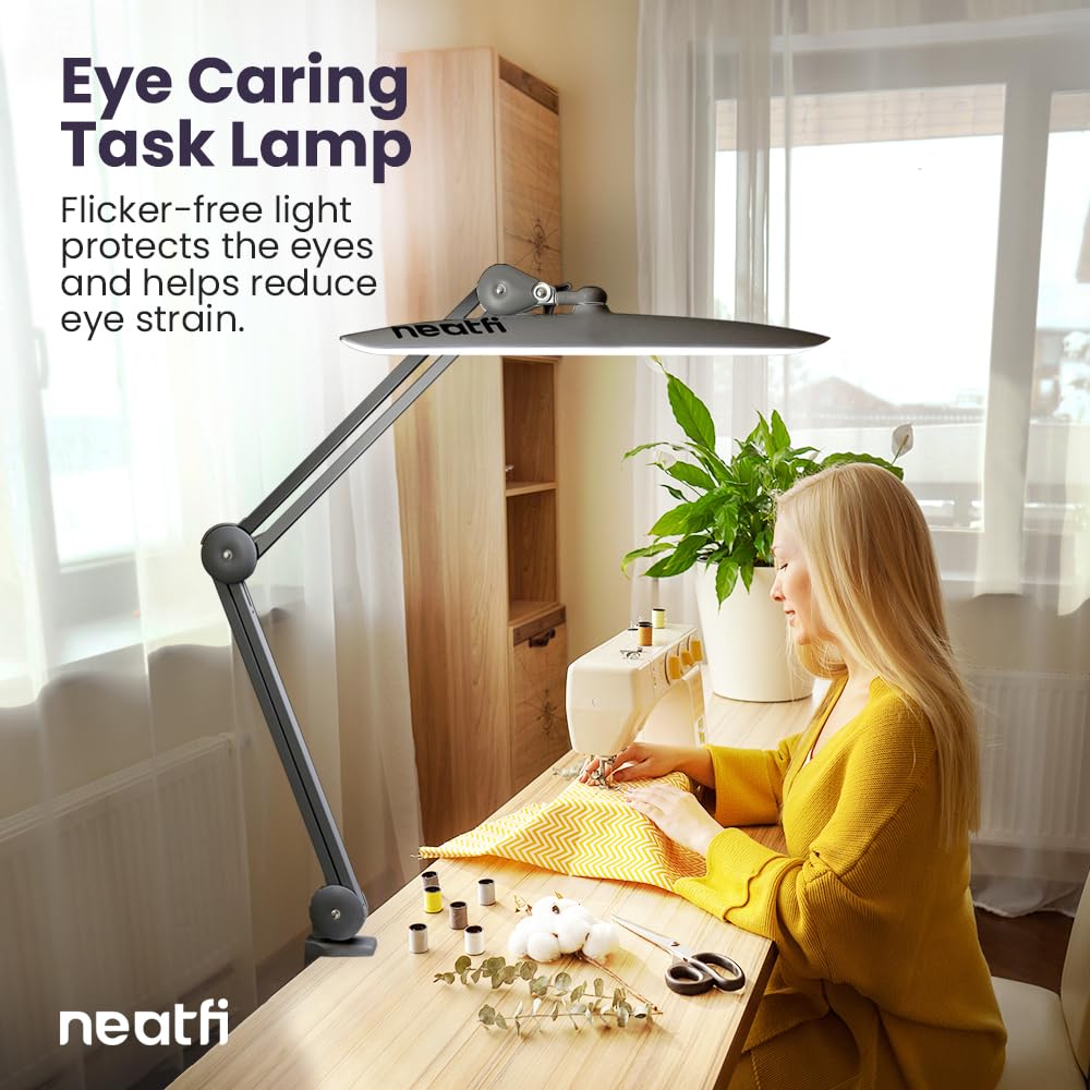 Neatfi LED Task Lamp 2,200 Lumens, Dimmable, 24W, Silver, Model 9501LED, Non-CCT, Ideal for Home & Office