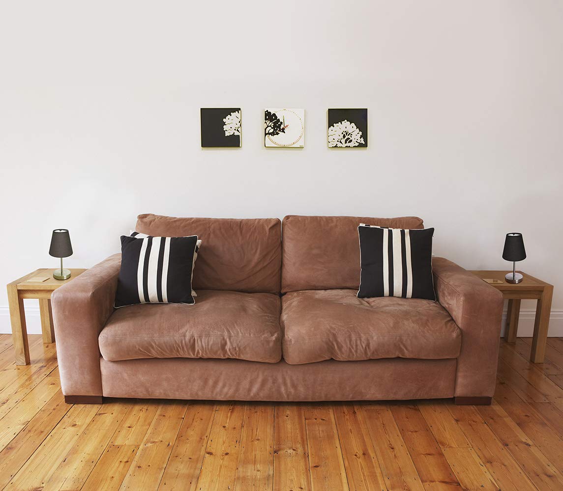 Simple Designs Lt2013-Blk-2Pk Sand Nickel Mini Basic Table Lamp With Fabric Shade 2 Pack Set, Black , 2 Count