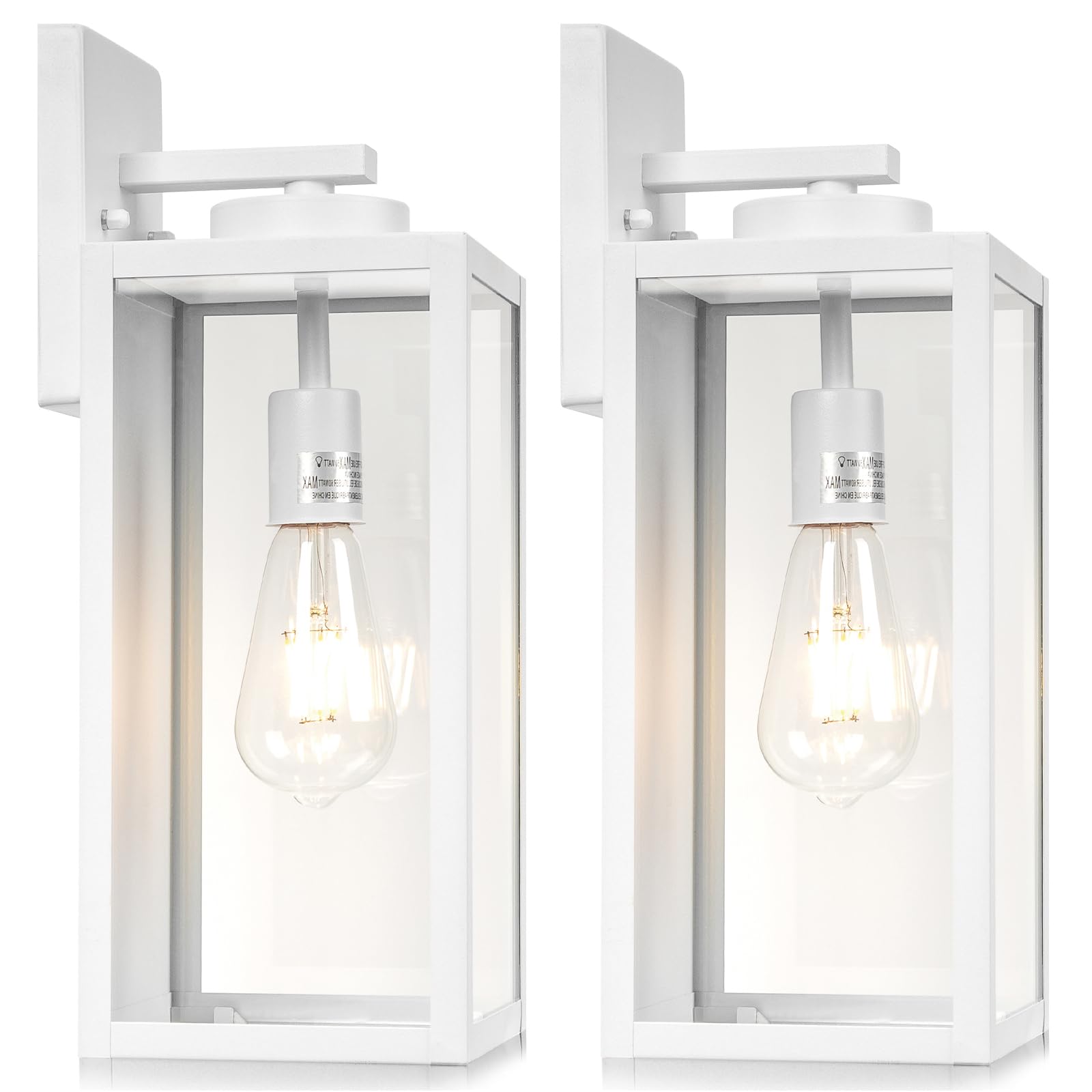 Yolsunes 16-Inch Large Outdoor Wall Light Fixture  White Exterior Wall Lantern Waterproof  Farmhouse Porch Sconce Lighting With Glass  Modern Outside Lights For House  Garage  Patio Lamp  2 Packs