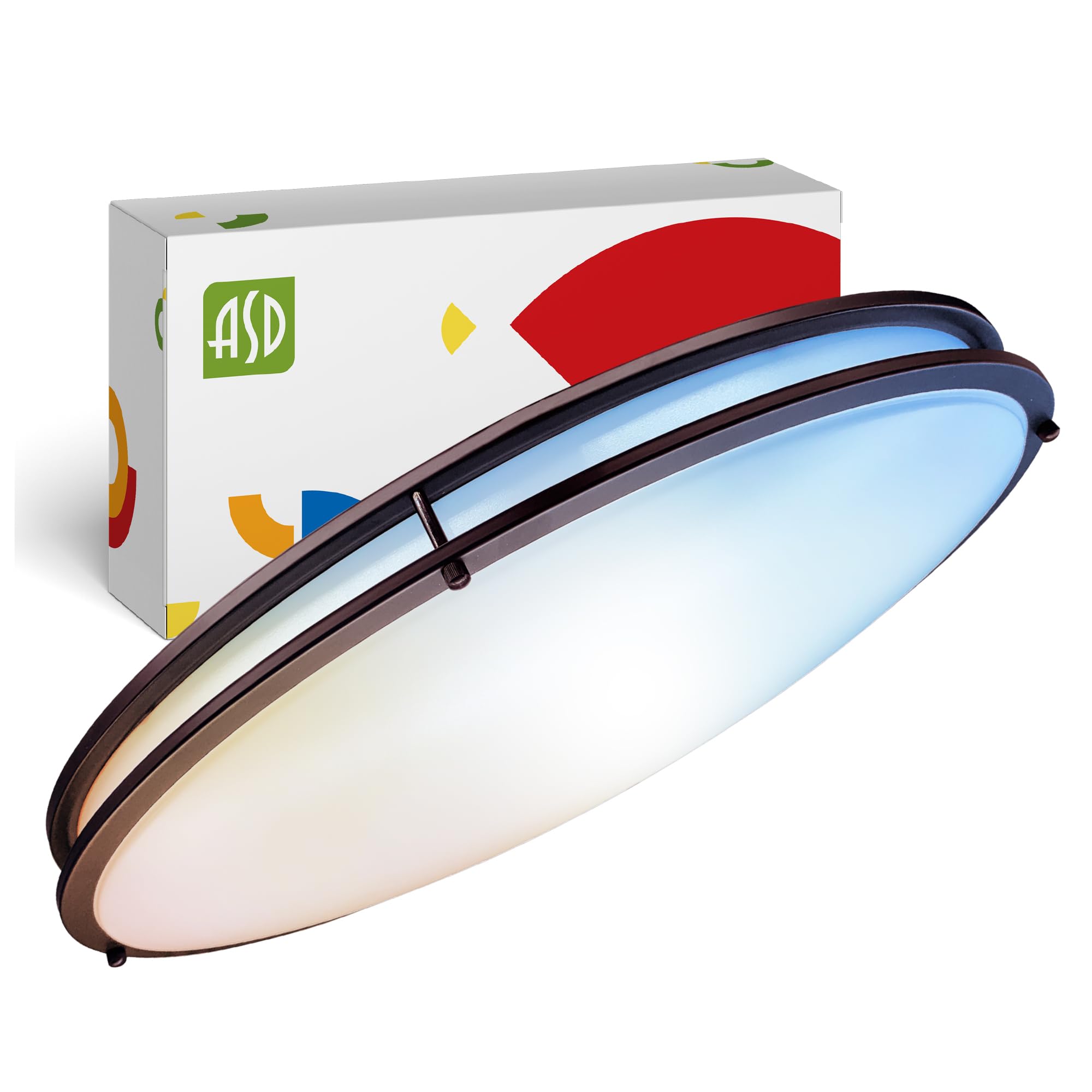 ASD LED Oval Flush Mount Light Fixture 32 Inch 50W 3960LM Dimmable ETL Listed Oil-Rubbed Bronze Model A-FMOV-32D50BZ