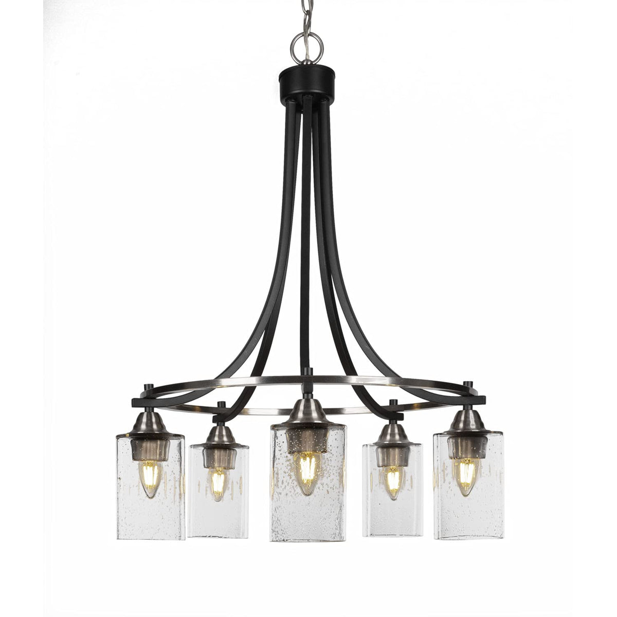 Toltec Lighting Paramount 5 Light Chandelier in Matte Black & Brushed Nickel (3415-MBBN-300)