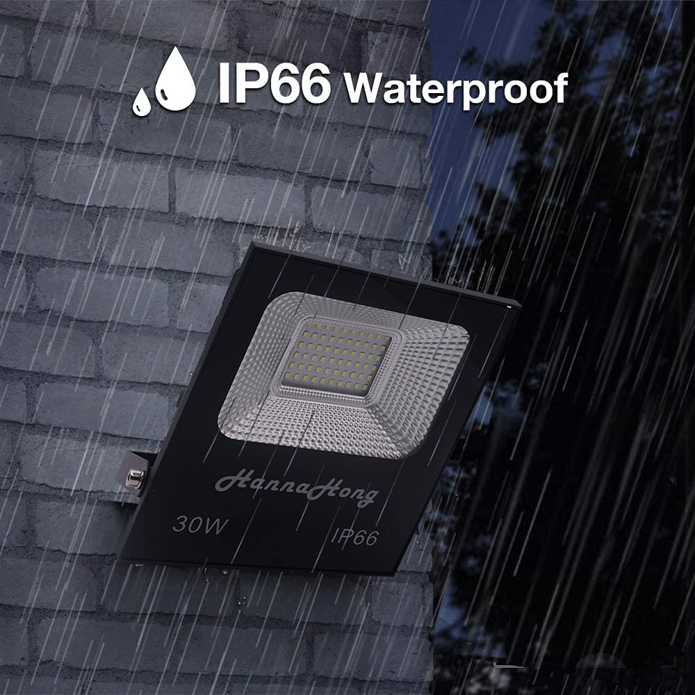 Hannahong 10W Led Flood Light With Switch, Ip66 Waterproof, Cool White Outdoor Security Light