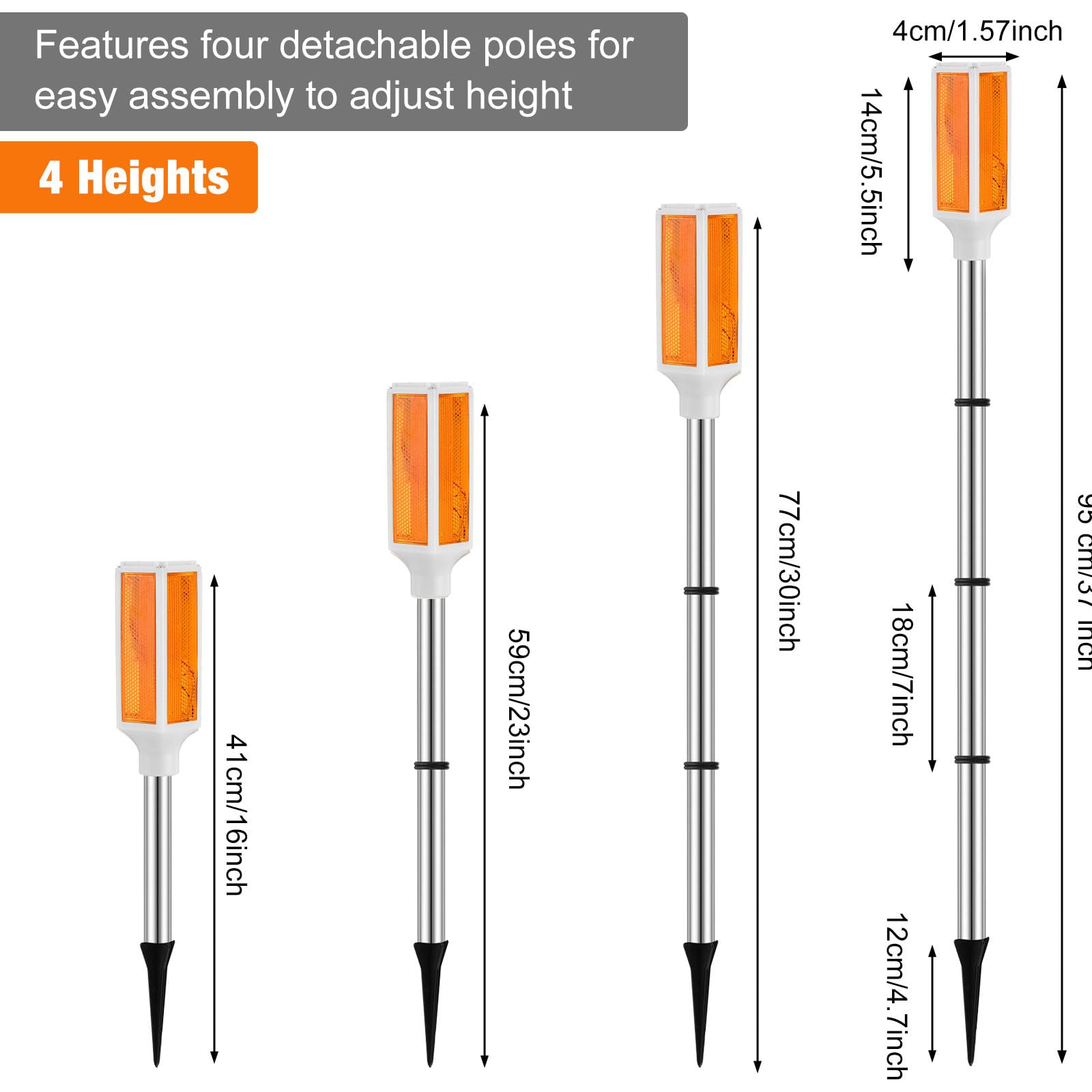 Baquler 10 Pcs Solar Powered Driveway Markers Reflective Driveway Lights Landscape Reflectors with Drill Bit Gloves for Snow Roa
