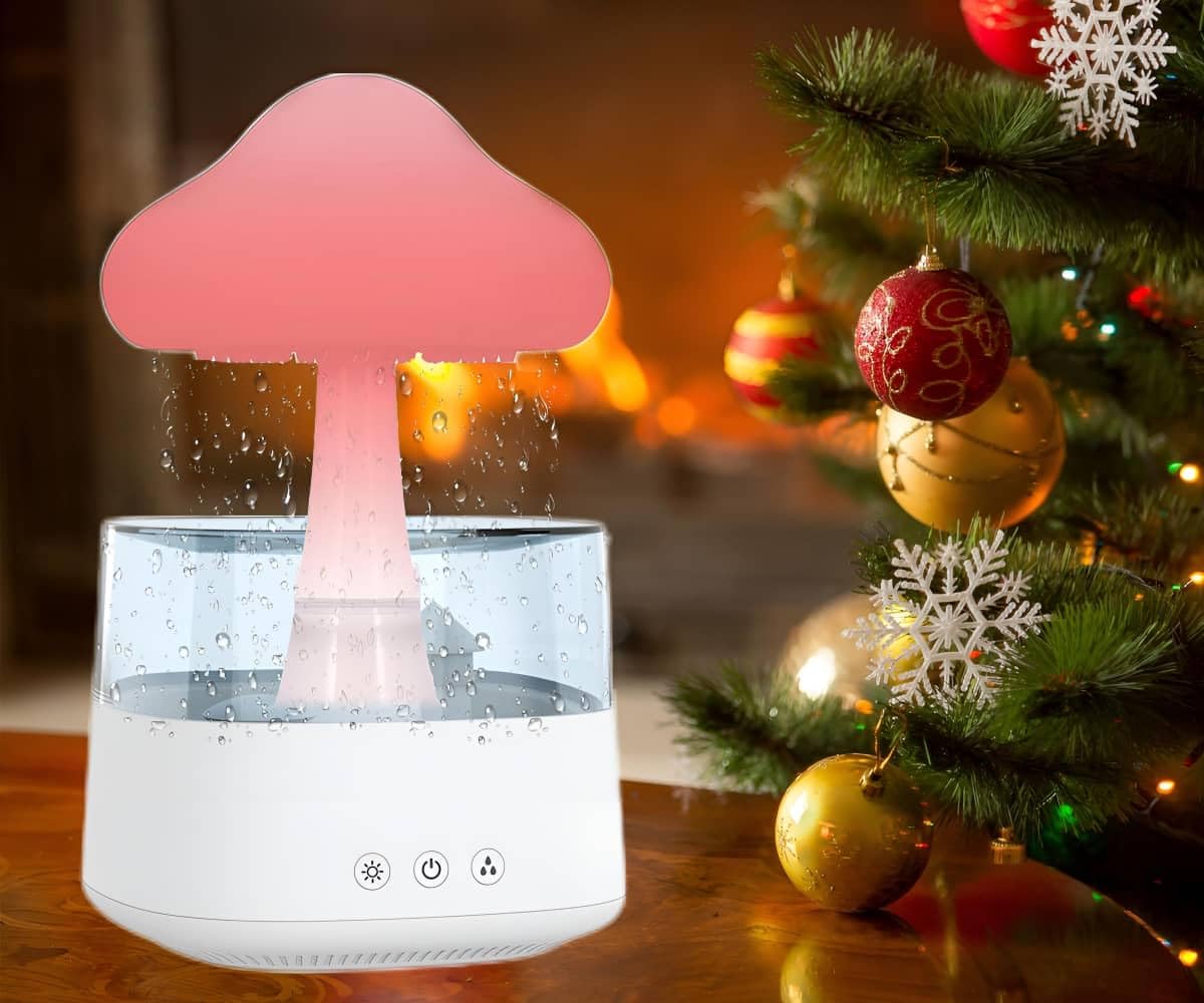 COLORLIFE Raining Cloud Night Light with Remote Control & White Noise, Model CH08, White, Ideal for Kids & Adults, Perfect for Relaxation