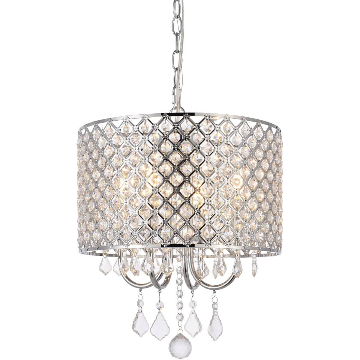 Living District Elise 4-Light Transitional Metal Pendant in Chrome Finish