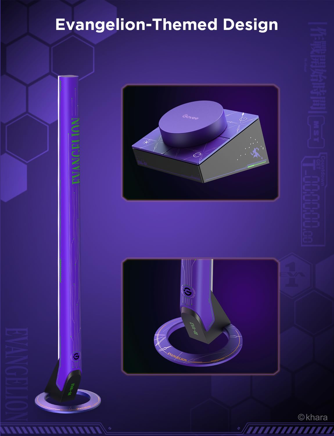 Govee X Evangelion Rgbic Gaming Light Bars H6047 With Smart Controller, Wi-Fi Smart Led Gaming Lights With Music Modes, 62 Scene