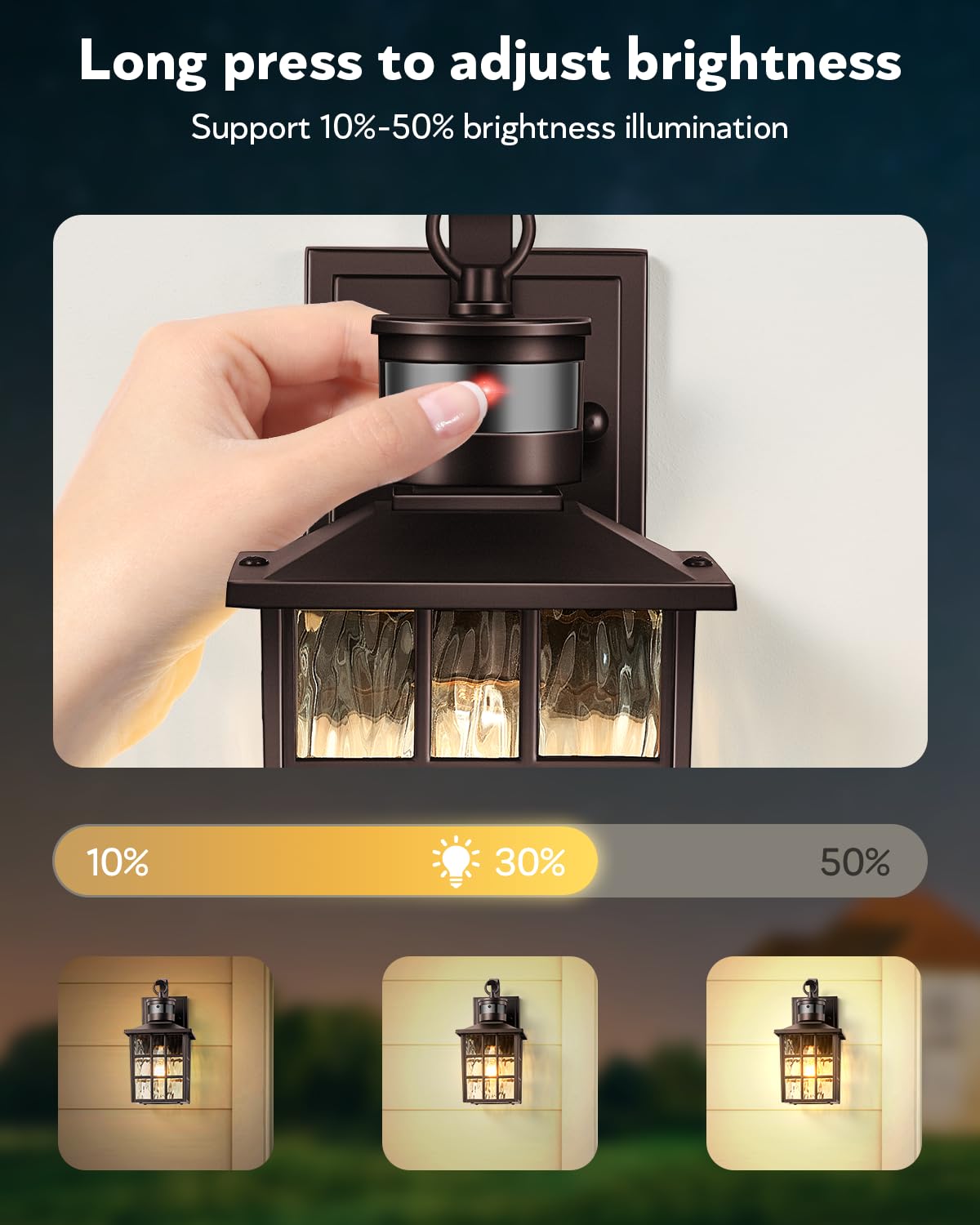 Vianis 2 Pack Motion Sensor Outdoor Lights, Oil Rubbed Bronze Dusk To Dawn Wall Lights Lantern, 100% Aluminum Coach Exterior Lig